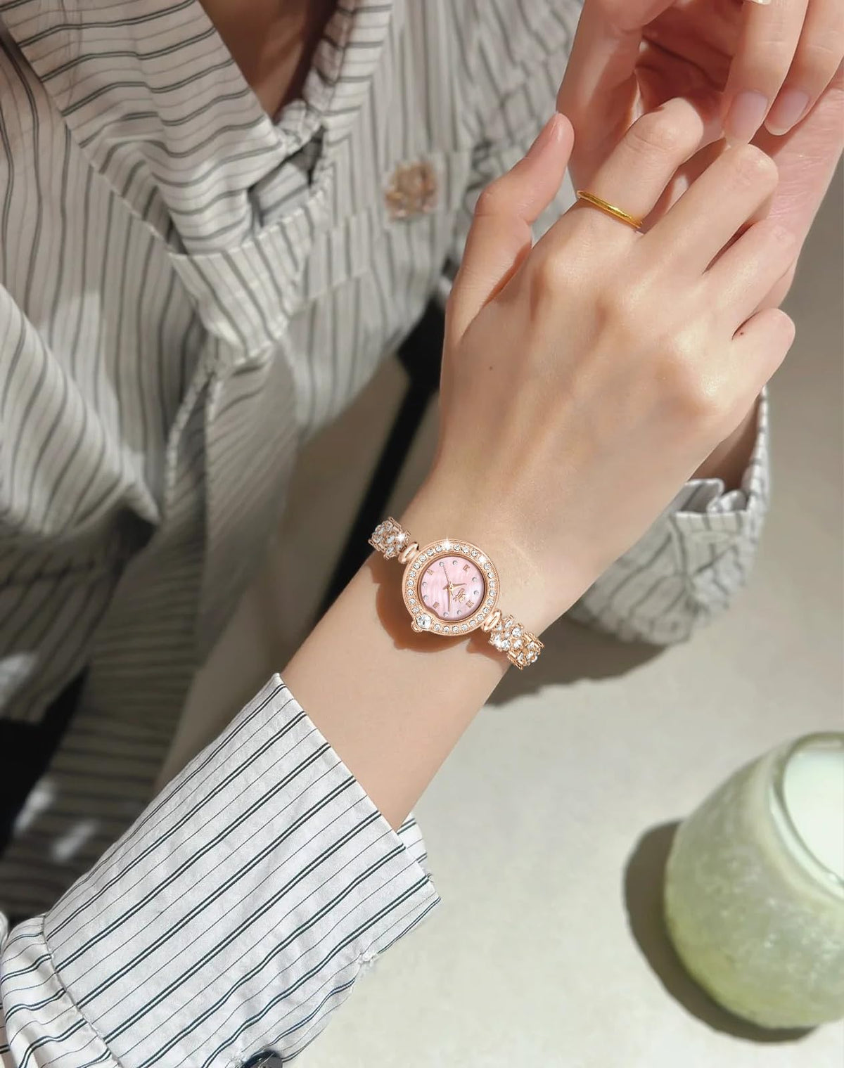 OPK Womens Rose Gold Silver Pink Bracelet Waterproof Luxury - OPK Official Imagery - 4