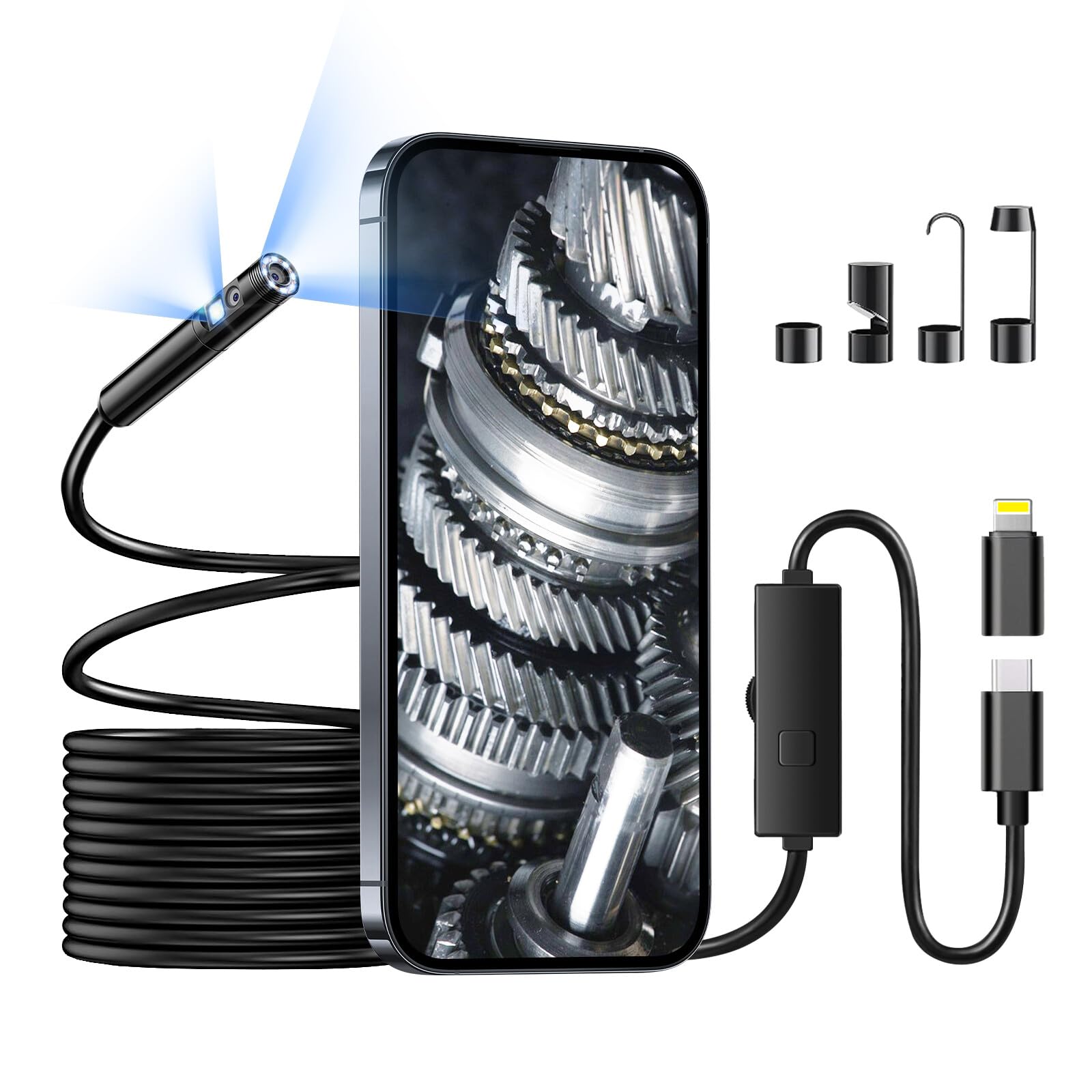Elecshion Dual Lens Endoscope Camera with Light - Elecshion Official Product View 1