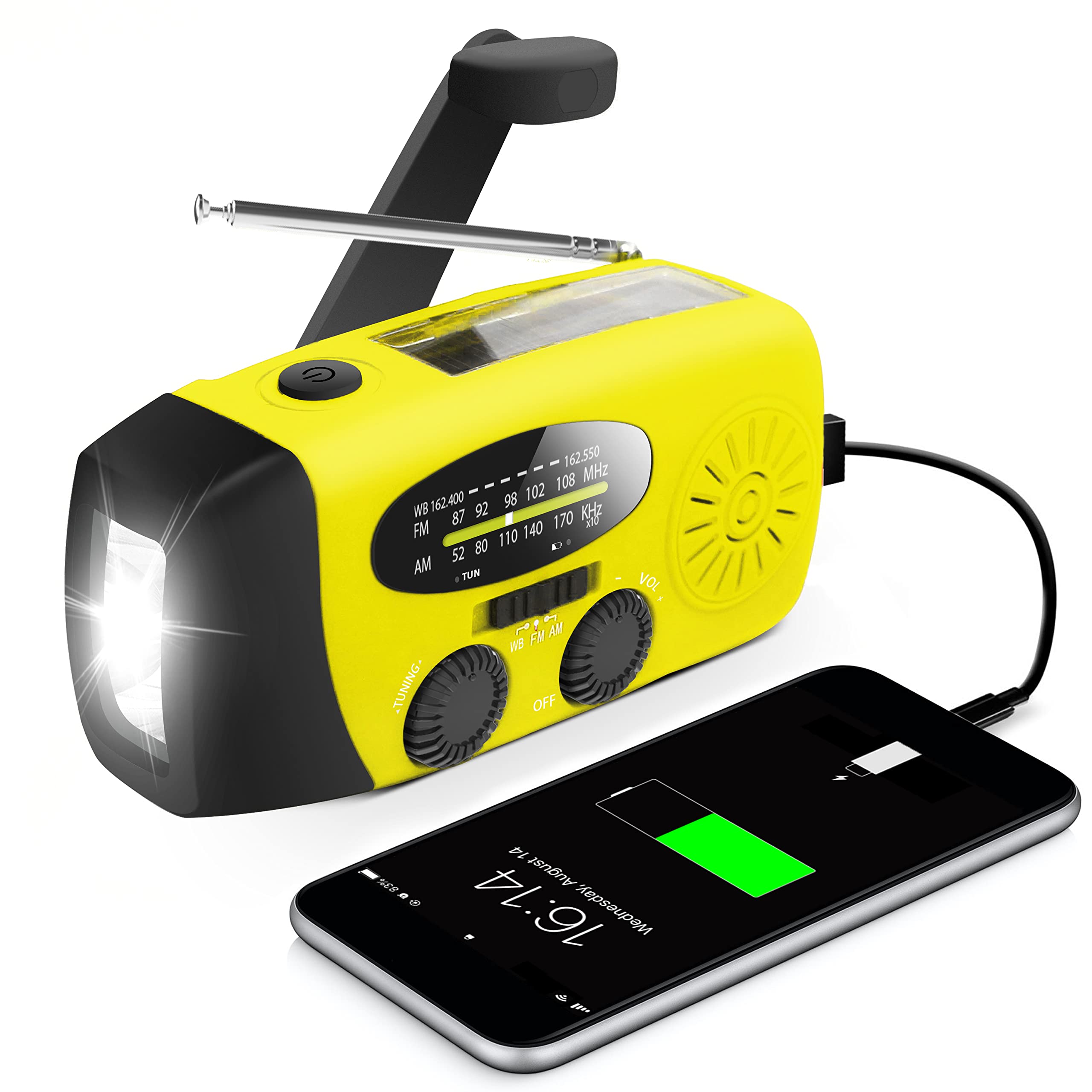 RunningSnail Hand Crank Radio with LED Flashlight,2000mAh NOAA AM by RunningSnail - Angle View 9