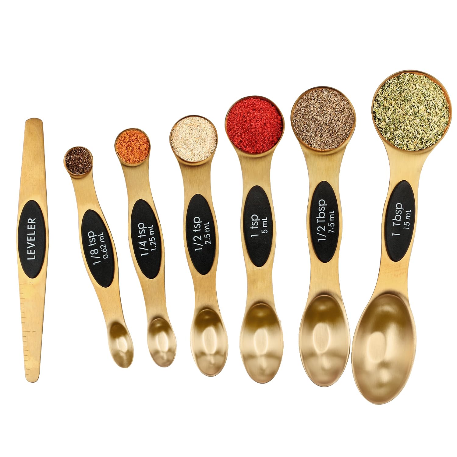 BIDFUL Magnetic Measuring Spoons Set Stainless Steel with Leveler by BIDFUL - Angle View 9