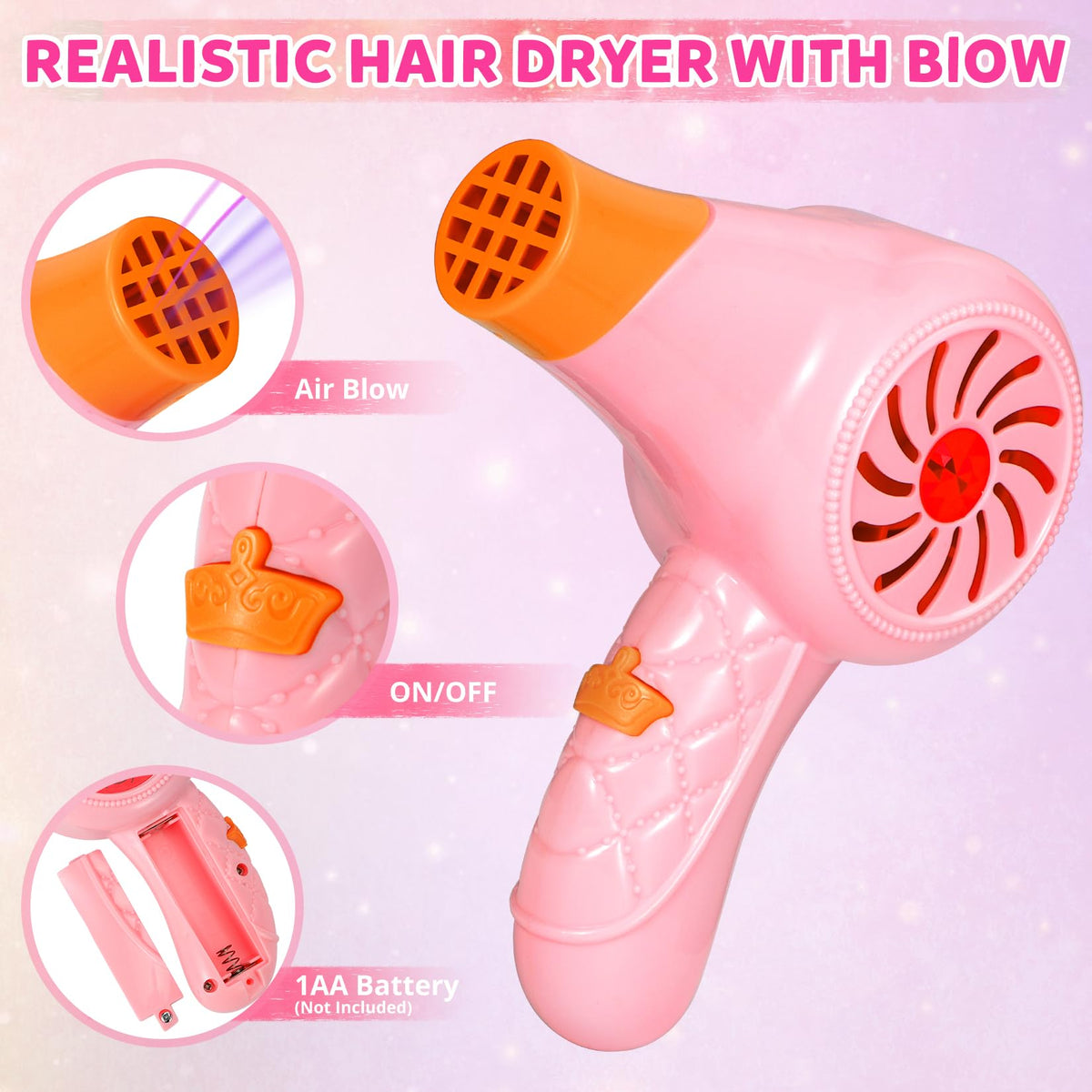 Hair Salon Toys for Girls 39 Pcs Pretend Play Makeup Toys - Hapgo Official Imagery - 4