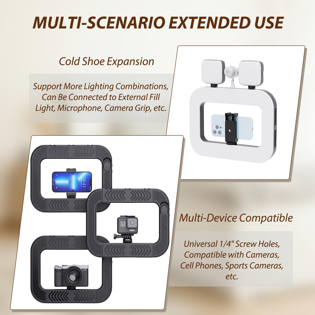Smartphone Video Rig with Light Handheld Ring Selfie Light - WBLOOMSI Official Imagery - 8