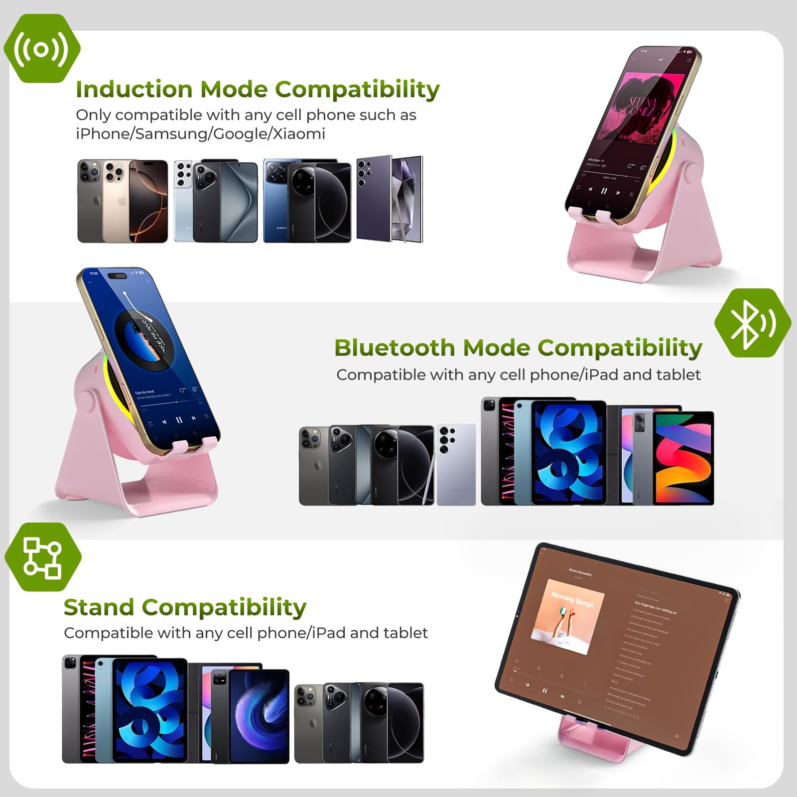 Dohelly Wireless Induction Speaker,Bluetooth Speaker with Phone Stand - Dohelly Official Product View 4