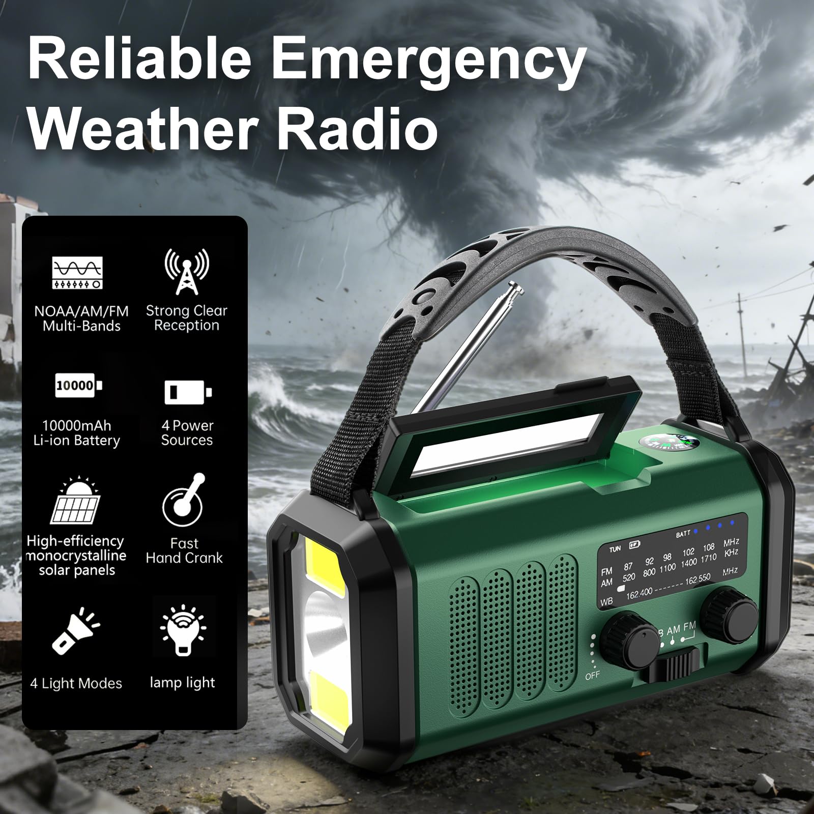 Leaton Hand Crank Emergency Radio, NOAA Weather Radio AM/FM,10000 - Leaton Official Product View 2