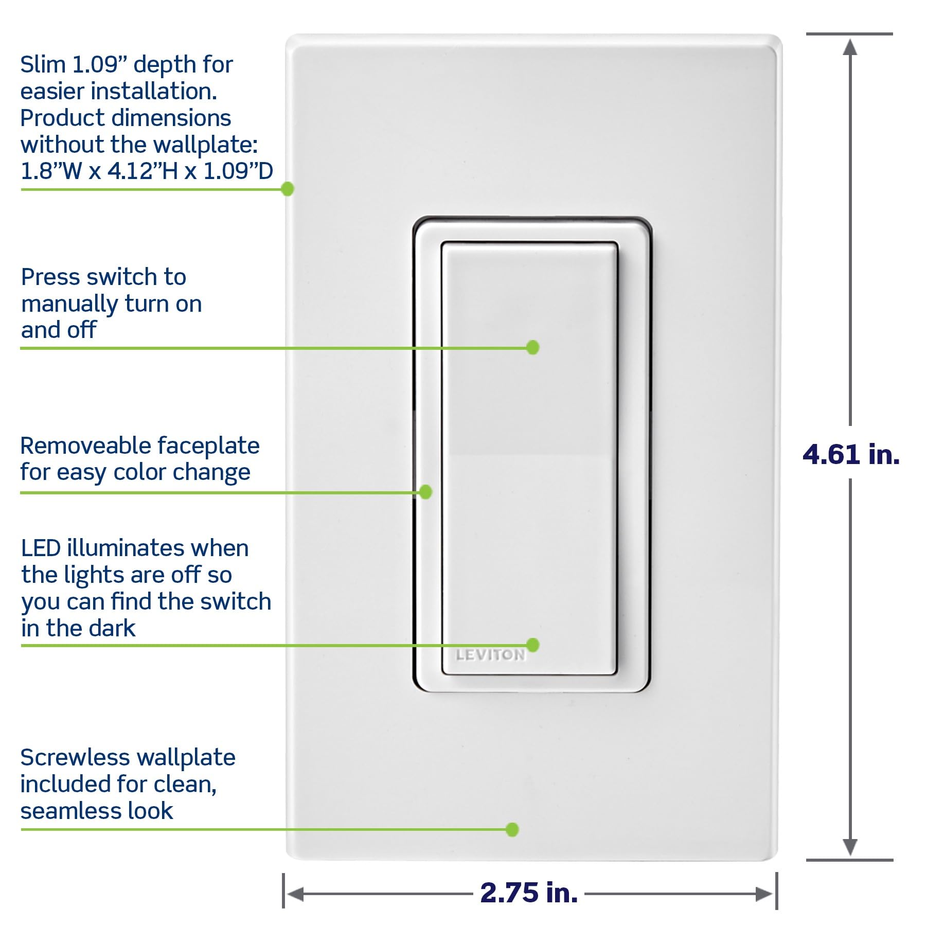 Leviton Decora Smart Switch, Wi-Fi, Works with Matter, Alexa, Google Assistant, - Leviton Official Product View 5