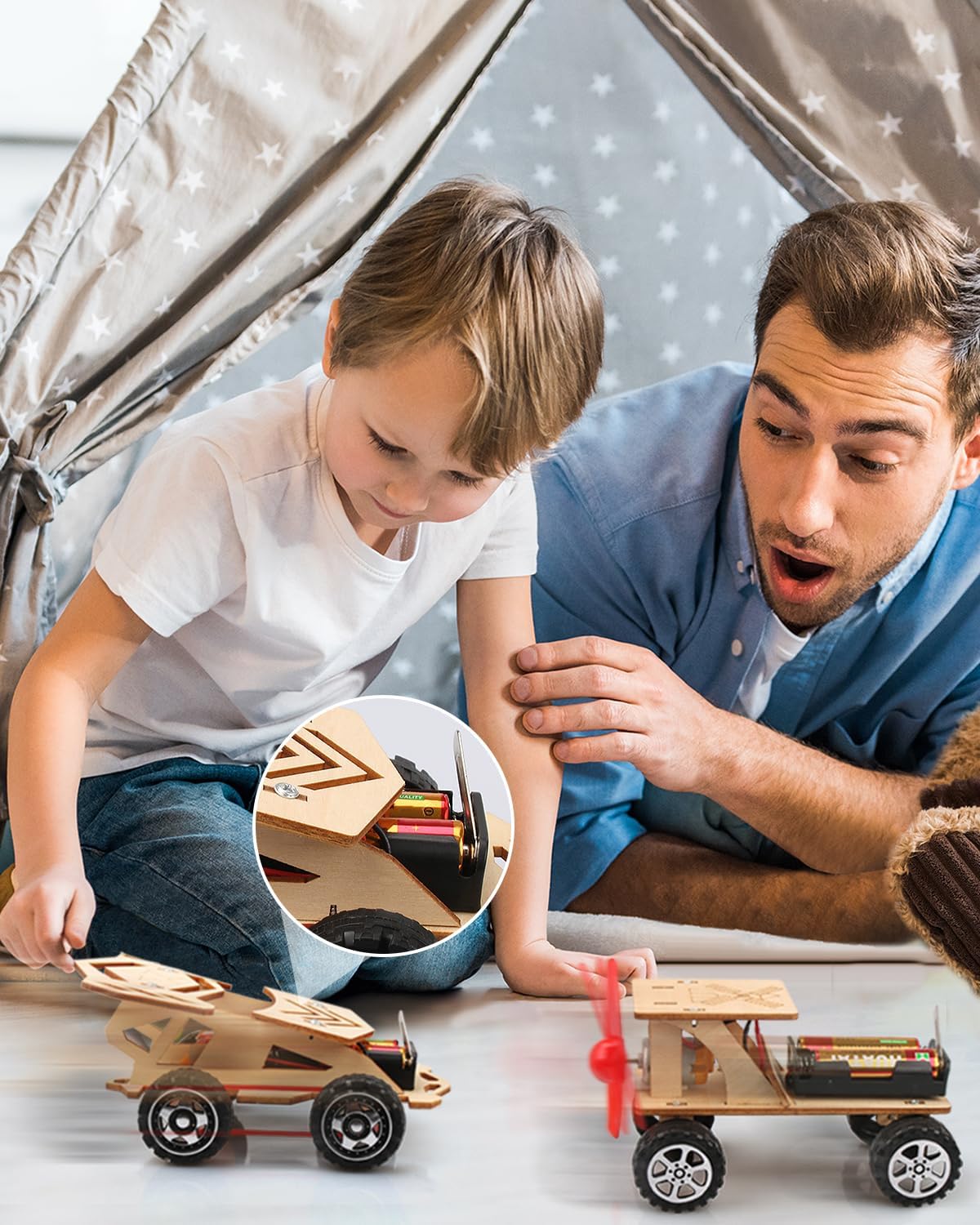 Poraxy 5-in-1 STEM kit for kids age 8-10, science building projects and craft activities with colorful components and tools.