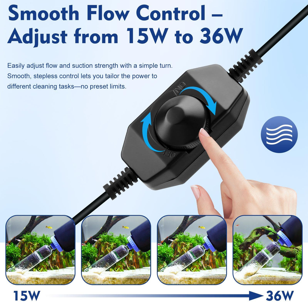 AQQA DC 36W Electric Aquarium Vacuum Gravel Cleaner - AQQA Official Imagery - 3