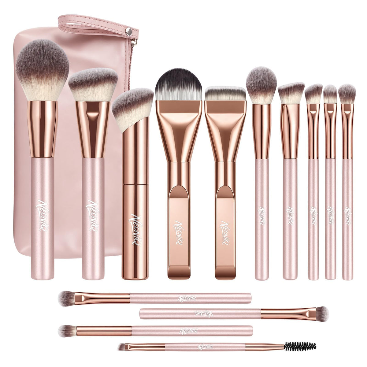 14 PCS Professional Makeup Brushes Set with Travel Cosmetic - NEONIQ Official Imagery - 2