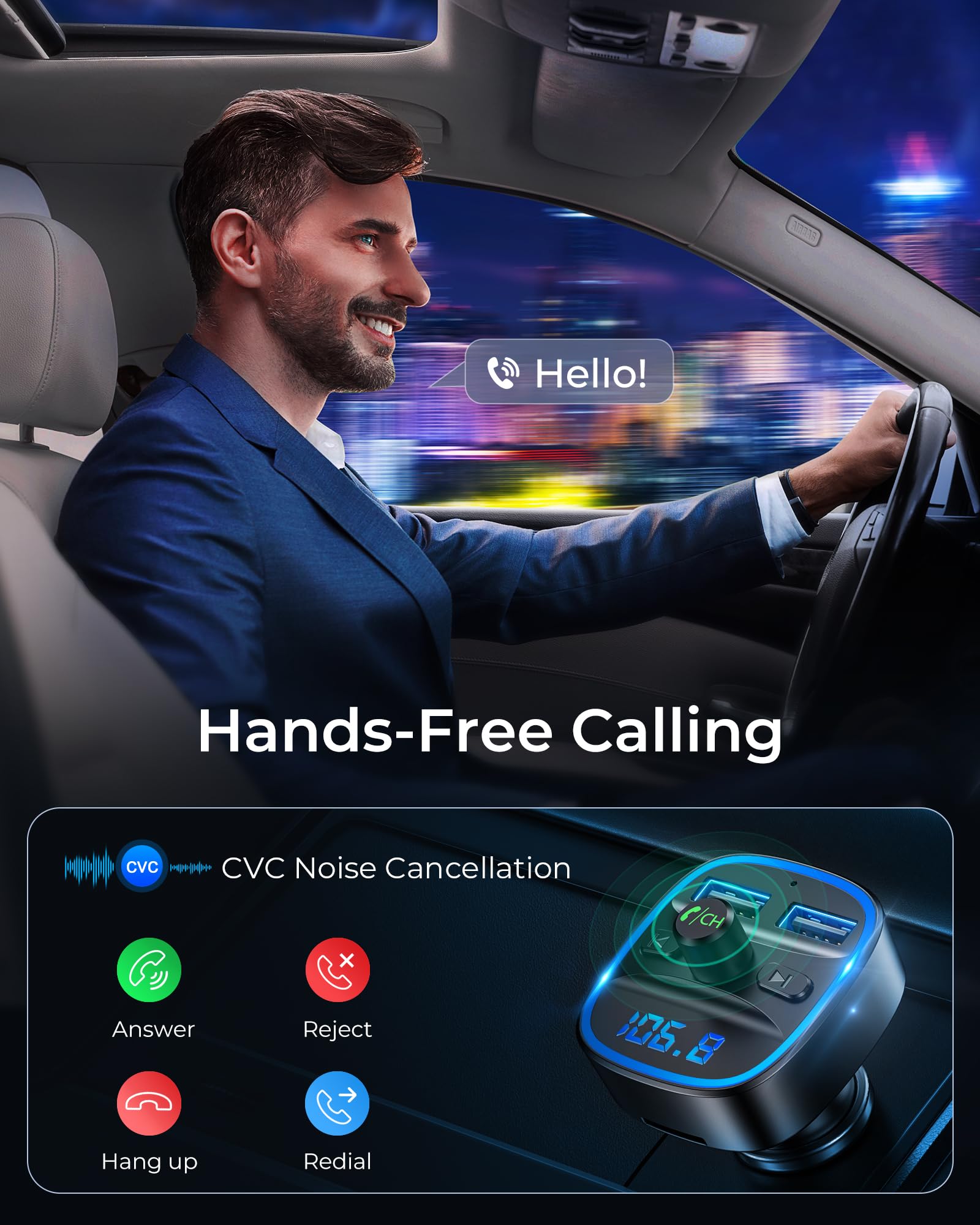 LENCENT FM Transmitter, Bluetooth FM Transmitter Wireless Radio A by LENCENT - Angle View 6
