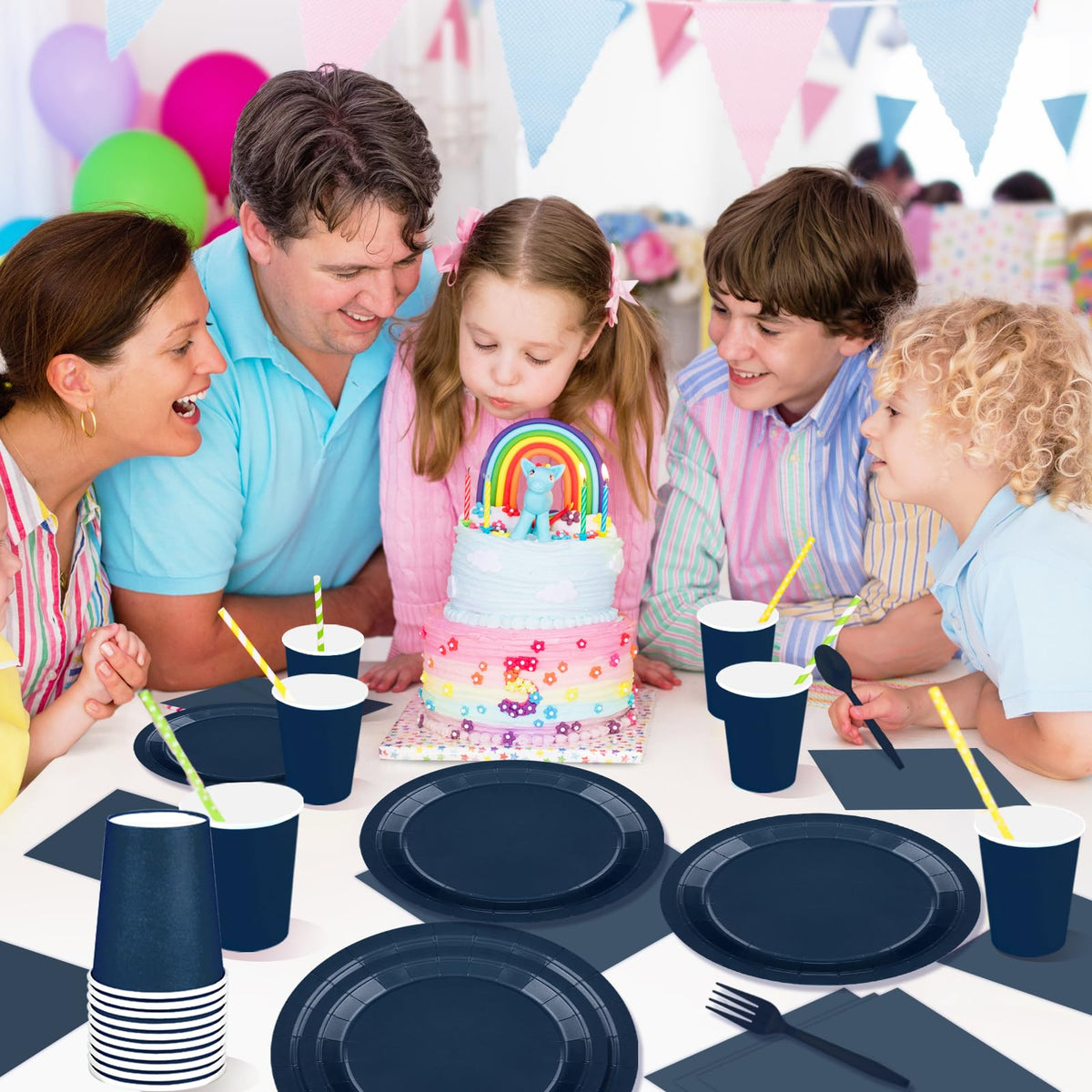 228PCS Navy Blue Party Supplies Set for 30 Guests Paper - TWOWYHI Official Imagery - 6