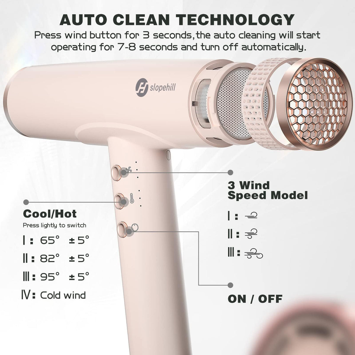 slopehill Professional Ionic Hair Dryer High Speed Blow - slopehill Official Imagery - 4