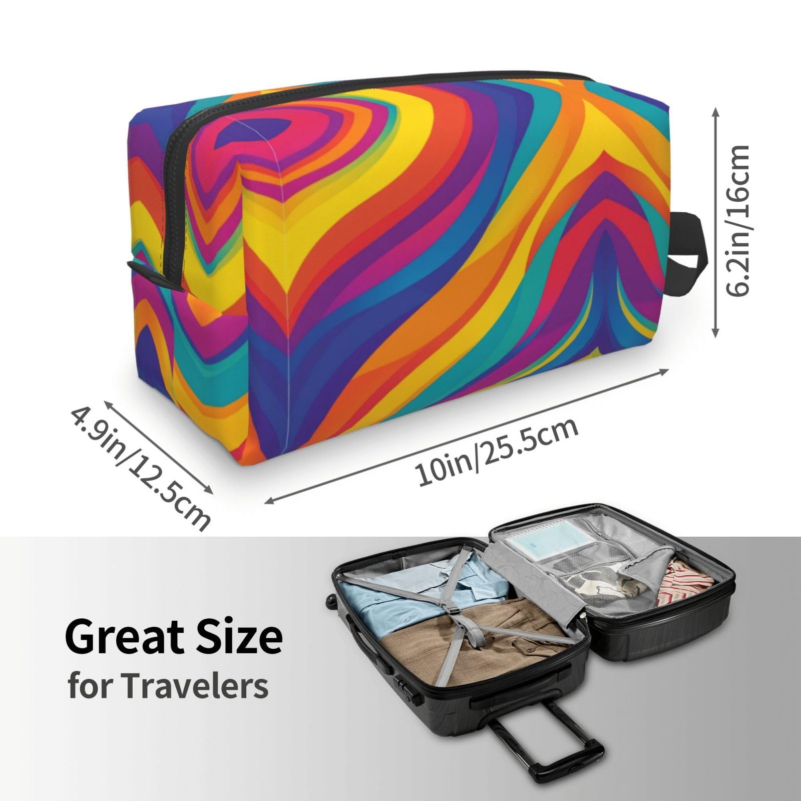 SXZVVBN colorful textured travel toiletry bag with large capacity, durable Oxford cloth, ideal for cosmetics and makeup organization.