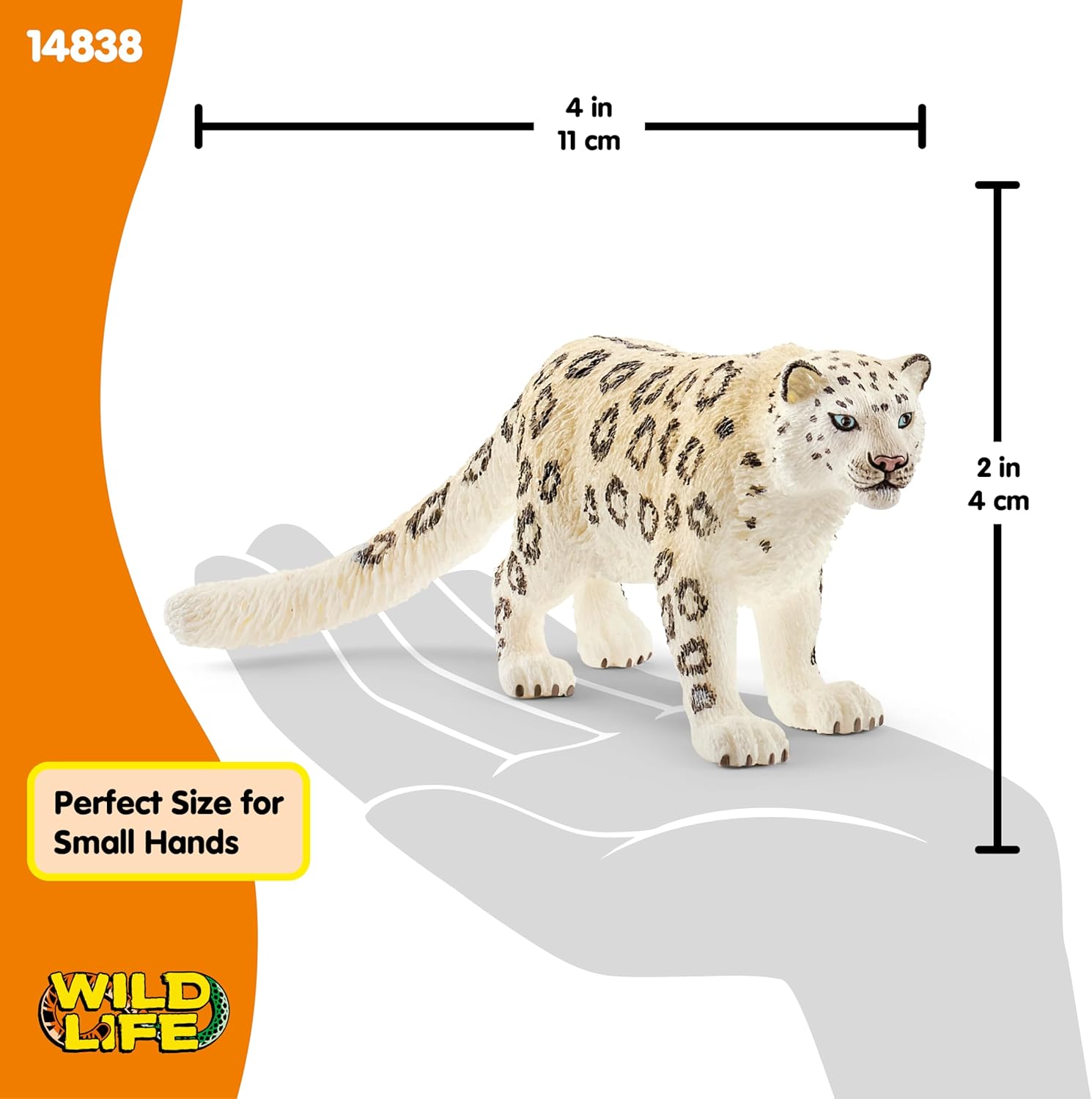 Schleich Wild Life Snow Leopard figurine with detailed paint and realistic pose, suitable for educational play for children aged 3+