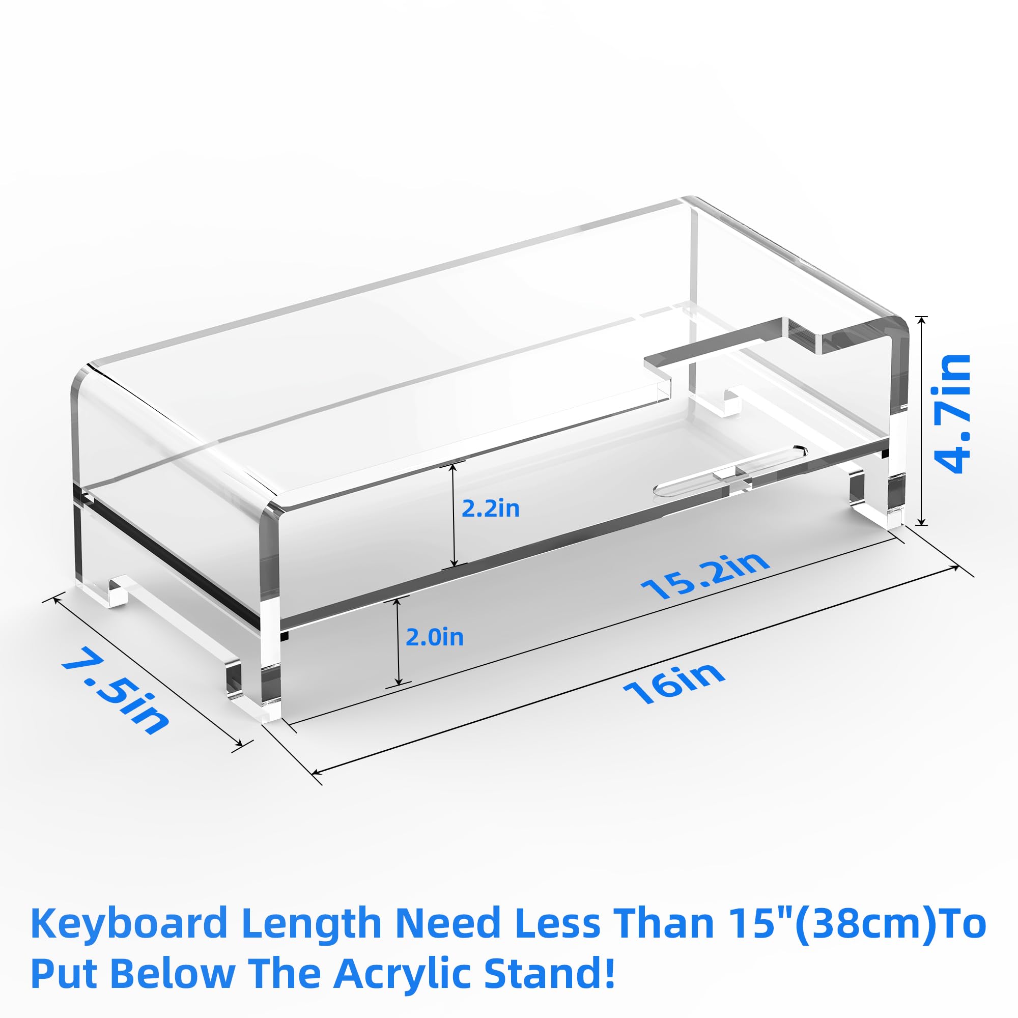 Beimu Acrylic Monitor Stand Riser Clear Laptop Stand 2-Tier L16 xW7.5 xH4.7