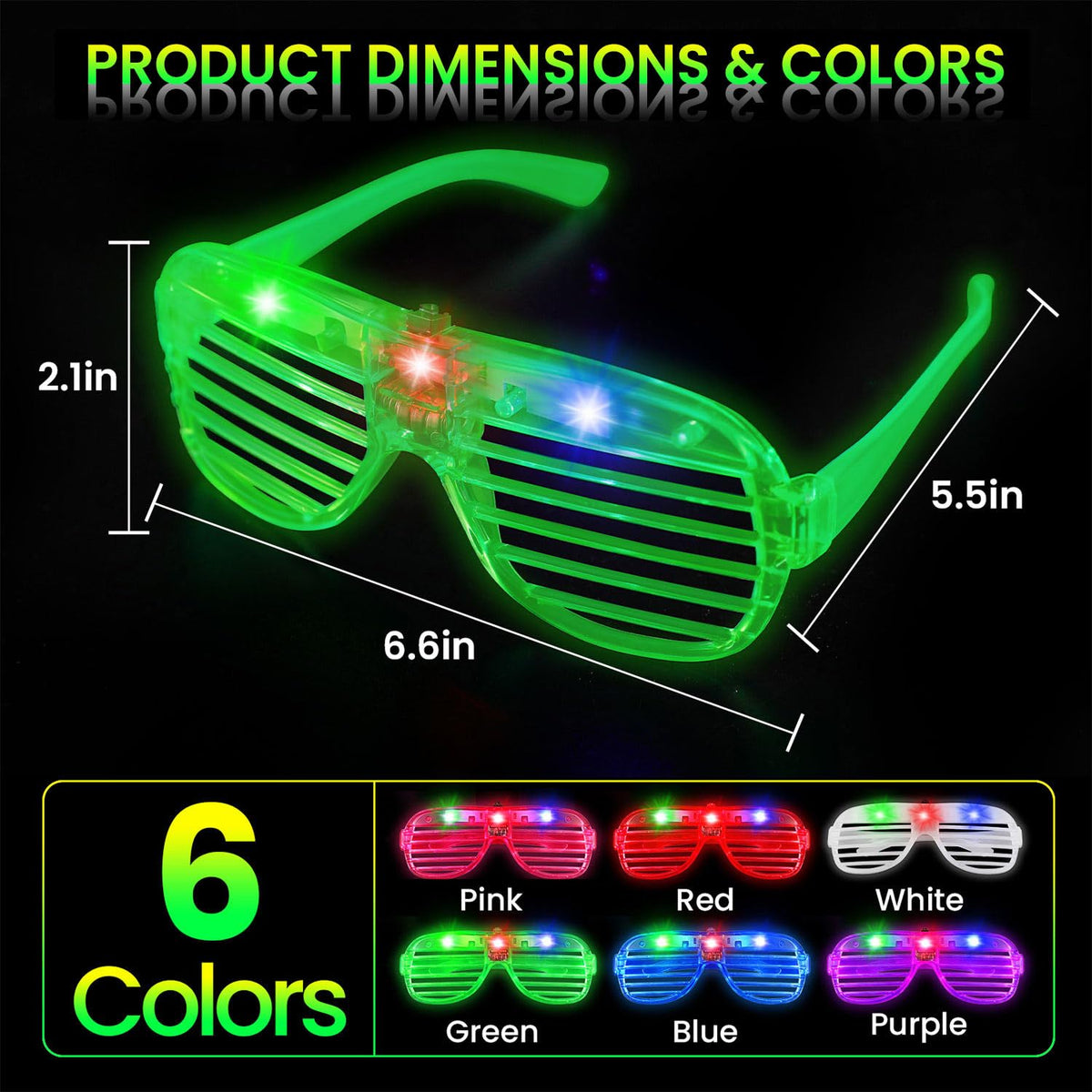 60 Pack LED Glasses 6 Colors Glow in The Dark Party Supplies - AstrivixDD Official Imagery - 3