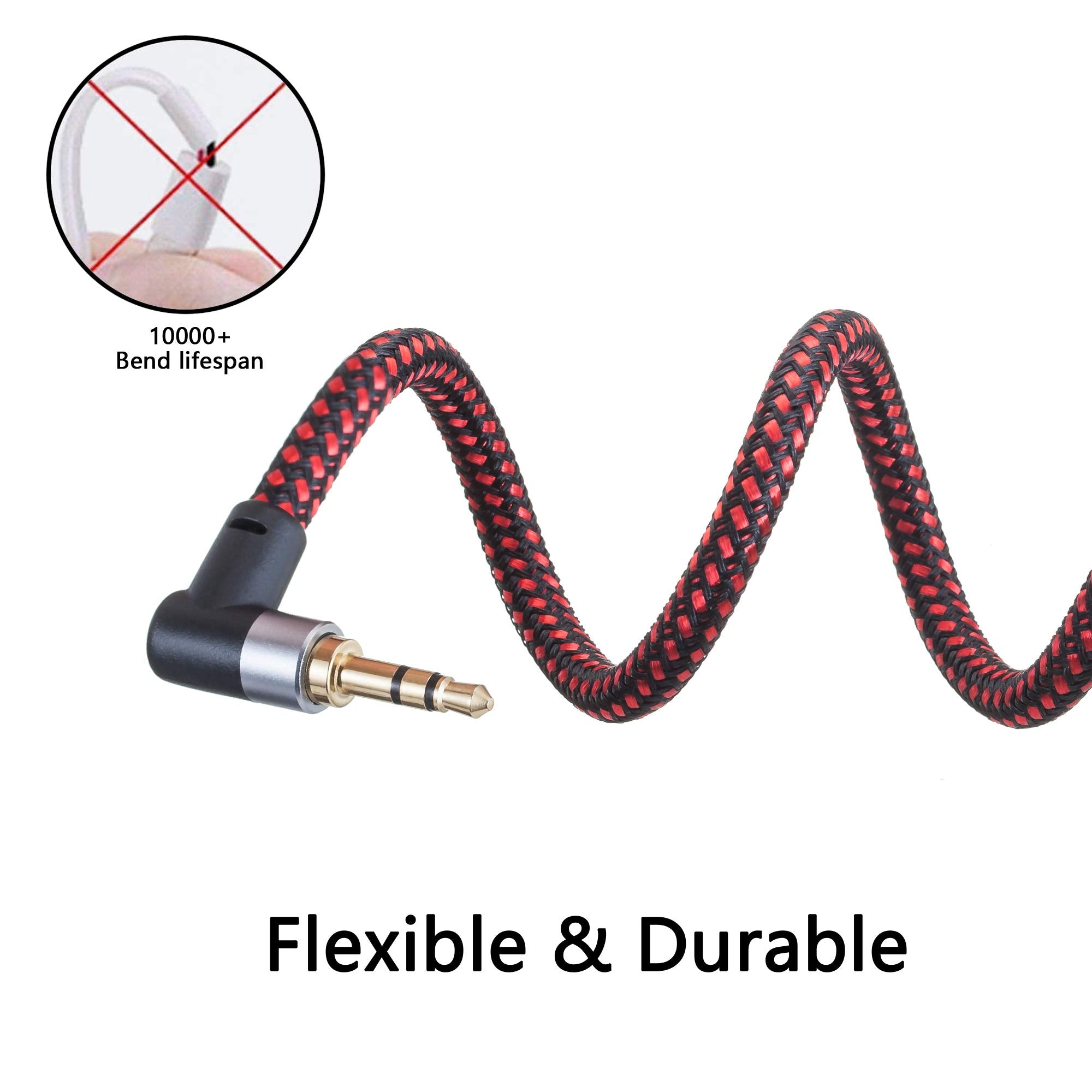 Tiierzon 3.5mm Audio Cable 3ft,3.5mm 90 Degree Right Angle Auxili by Tiierzon - Angle View 3