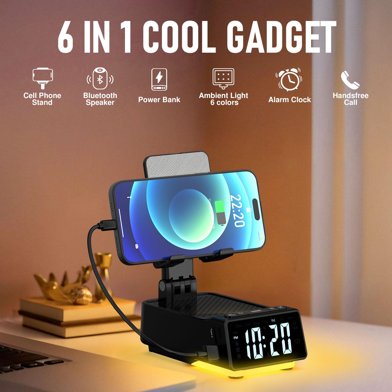 GLOPUS Cell Phone Stand with Wireless Bluetooth Speaker, HD Stere by GLOPUS - Angle View 3