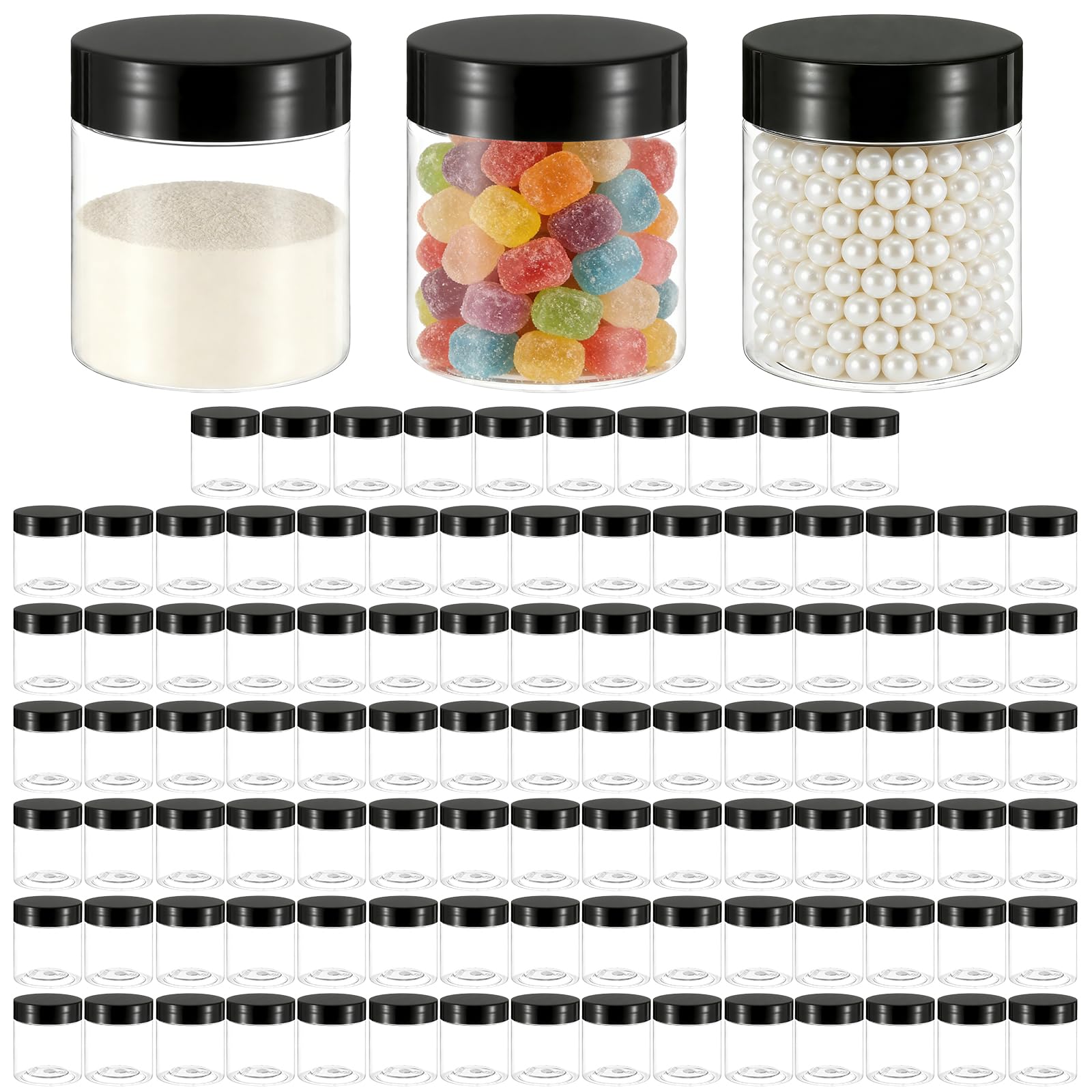 FUPMILPHRANX 100 Pack 4Oz Plastic Jars Round Clear Cosmetic Conta - FUPMILPHRANX Official Product View 1