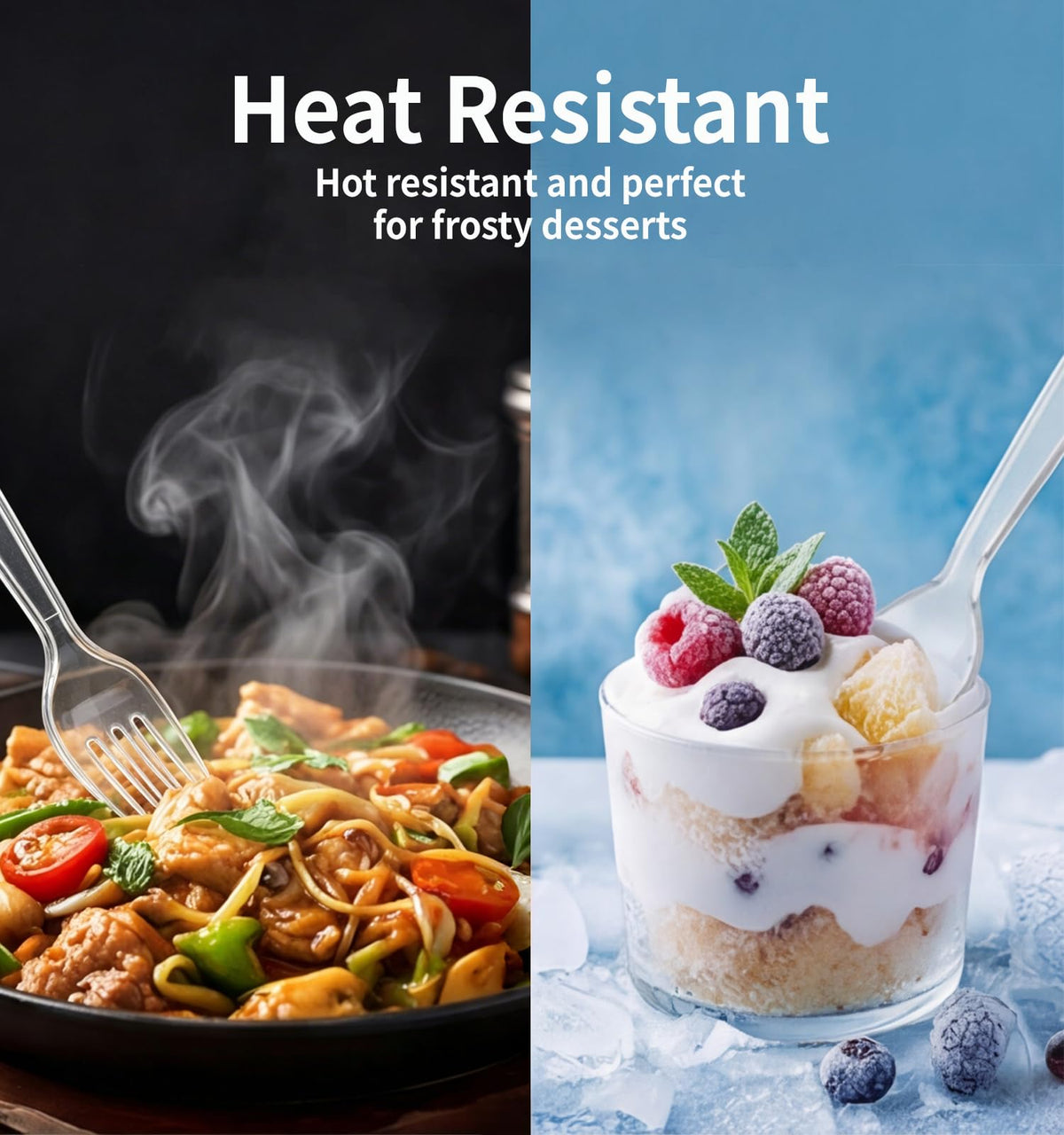 390 Count Extra Heavy Duty Clear Plastic Forks Disposable - Voatree Official Imagery - 5