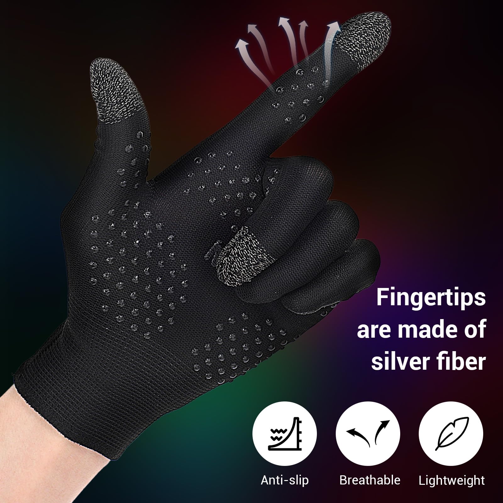 Ptwola ultra-thin touchscreen gaming gloves with breathable finger sleeves, anti-sweat design, for mobile gaming and tablet use