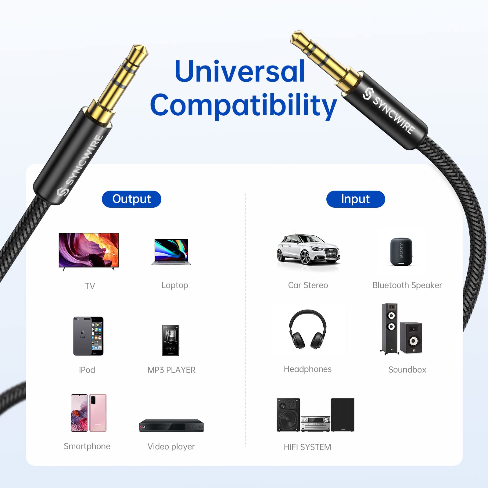 Syncwire Long Aux Cable 6.5Ft- Auxiliary Audio Cable for Headphon by SYNCWIRE - Angle View 8