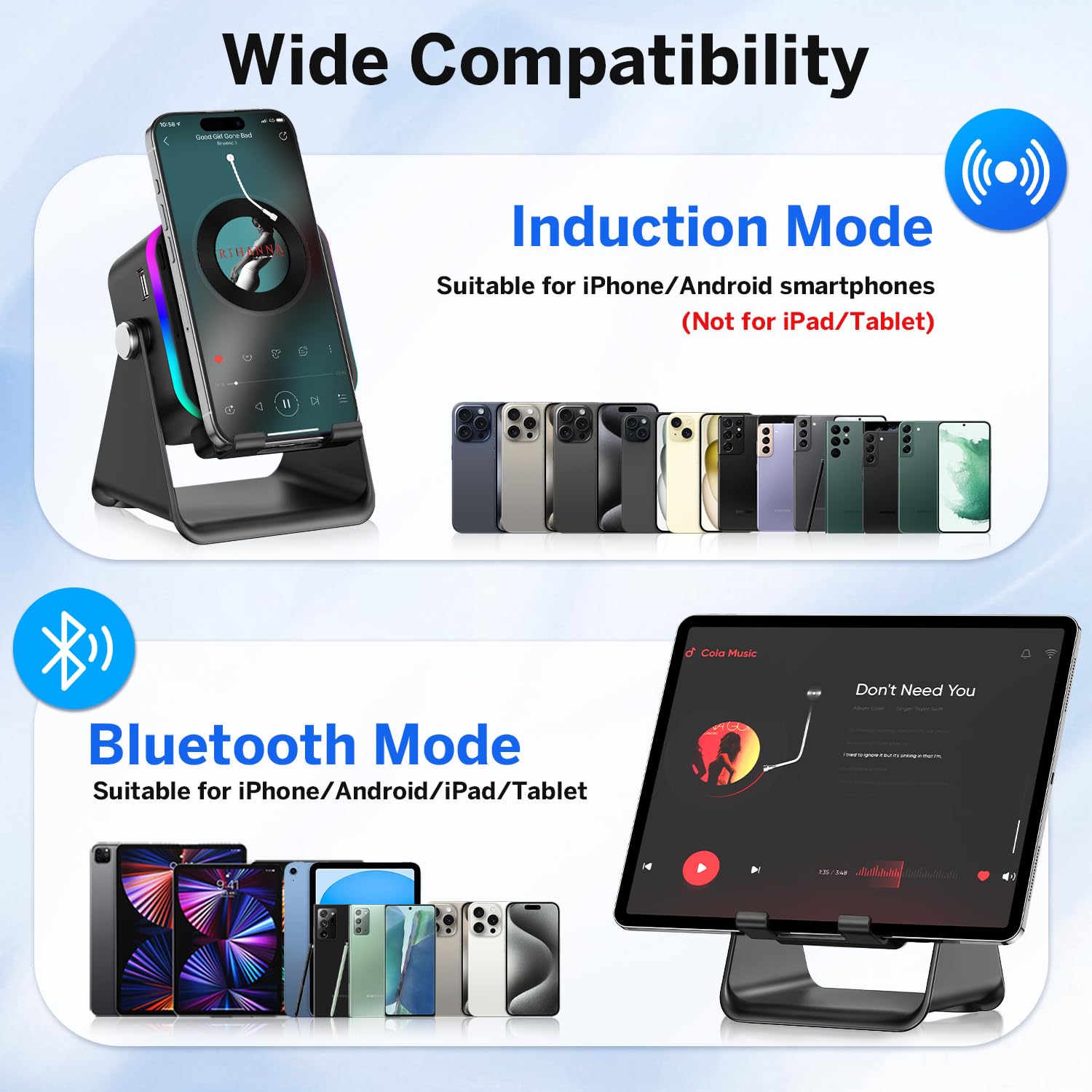 MILOUZ Wireless Induction Speaker 5-in-1 Bluetooth Speaker with P by MILOUZ - Angle View 7