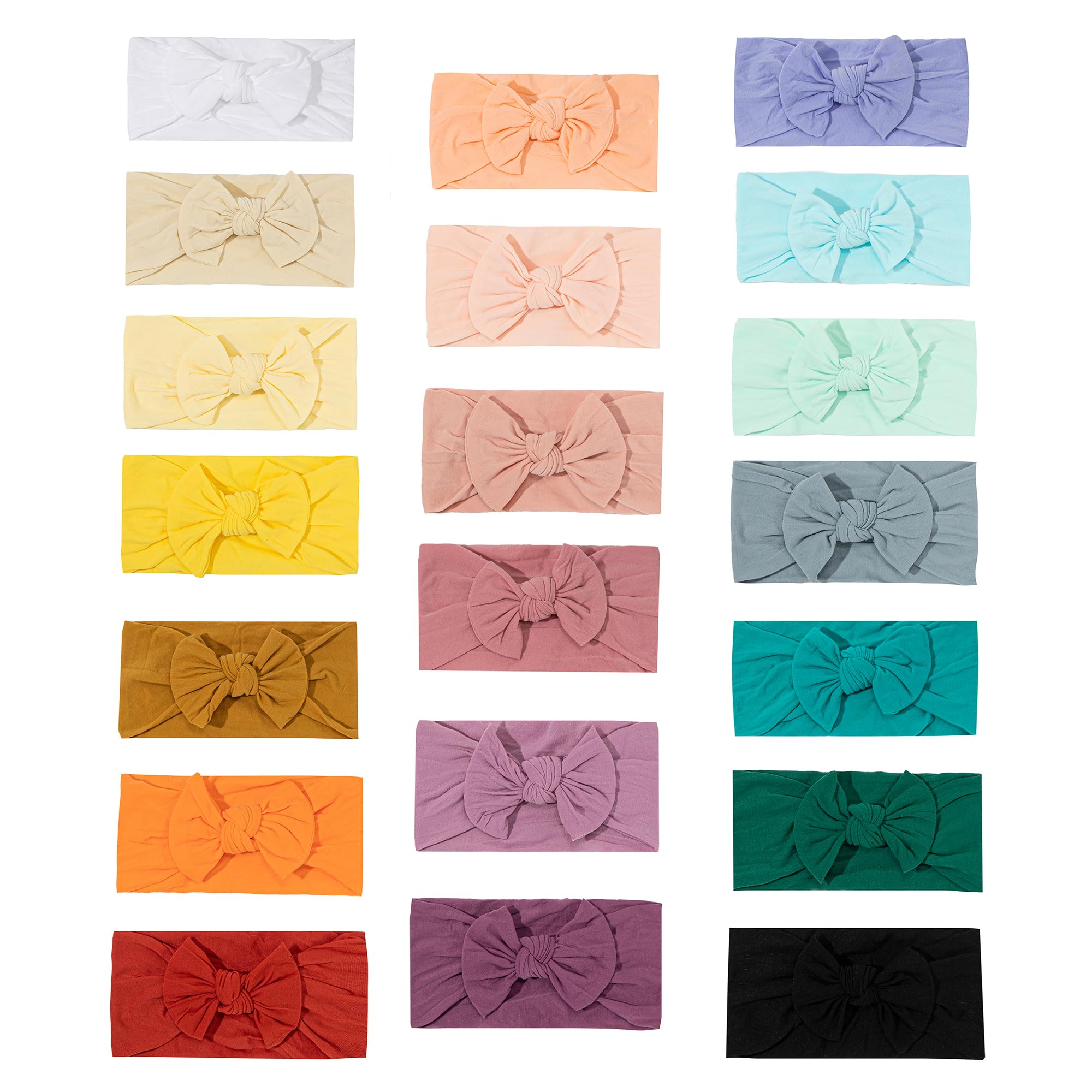 20-Pack Baby Headbands, 4.5" Soft Nylon Stretchy Hair Bows - Product Imagery