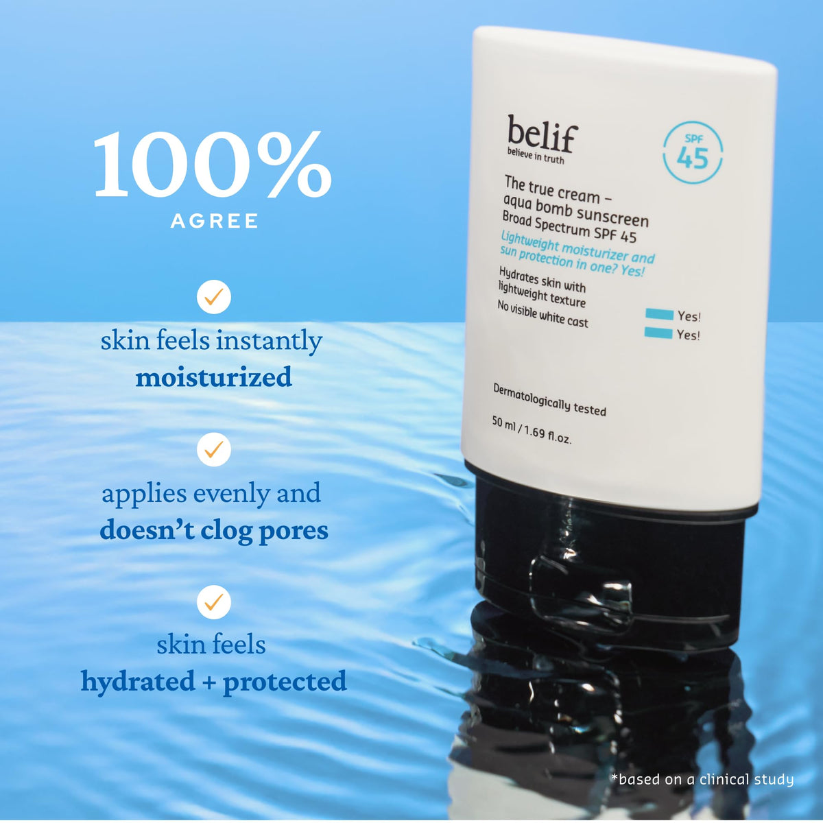 belif Aqua Bomb SPF 45 Hydrating Niacinamide Sunscreen - belif Official Imagery - 5