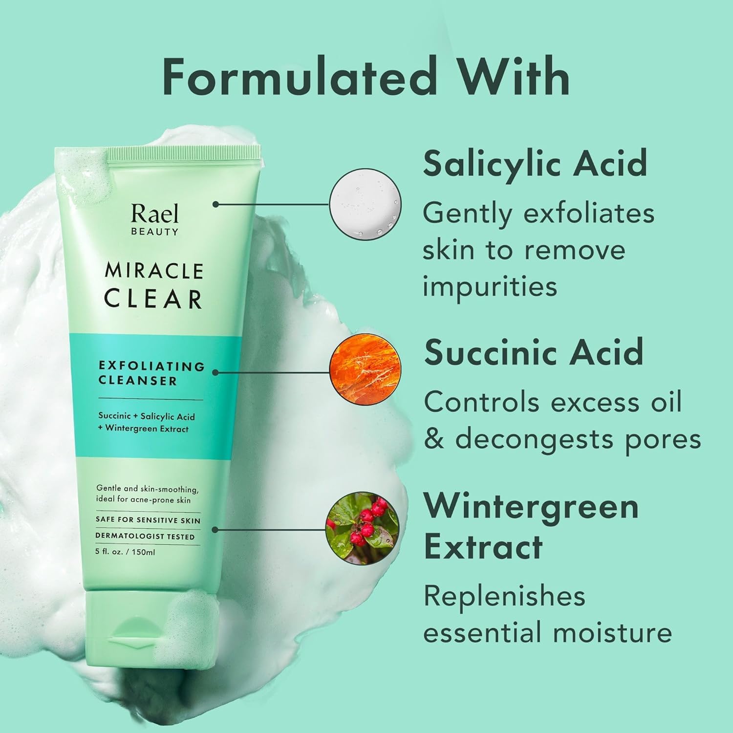 Rael Miracle Clear Exfoliating Face Wash – 5.1 oz