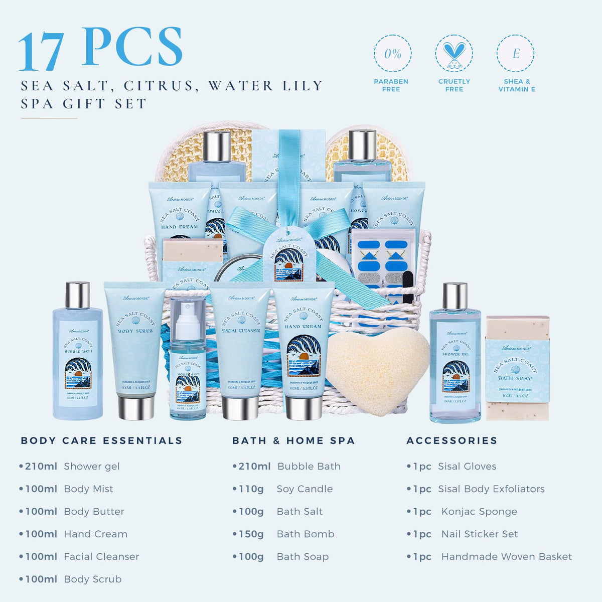 Gifts for Women Men Birthday Gifts for Women 17Pc Bath and - ArioseMonde Official Imagery - 3