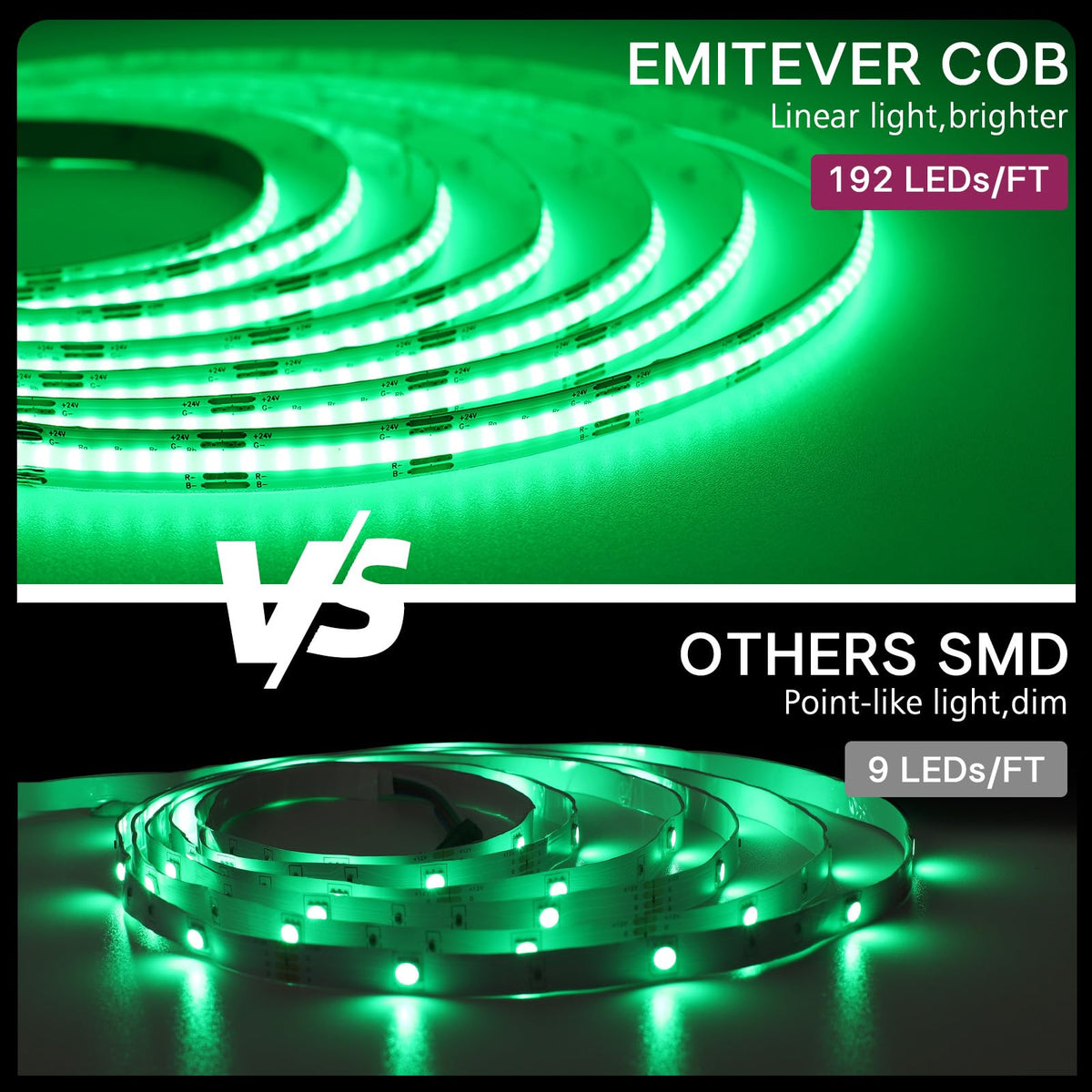 EMITEVER RGB COB Strip Light Kit 16 4ft 3150LEDs Dimmable - EMITEVER Official Imagery - 4