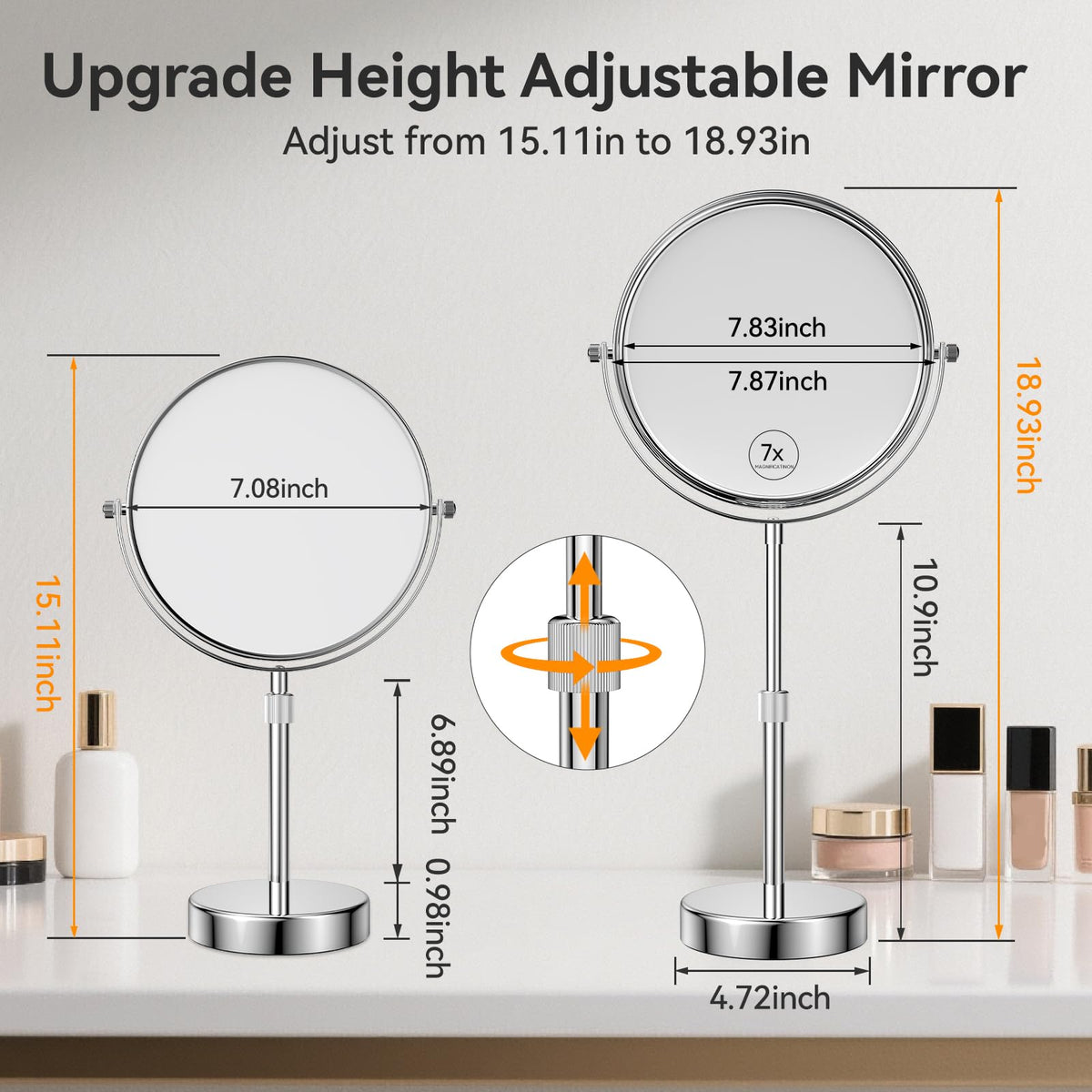 Nicesail Makeup Mirror Tabletop 8 Inch Double Sided with 7X - Nicesail Official Imagery - 4