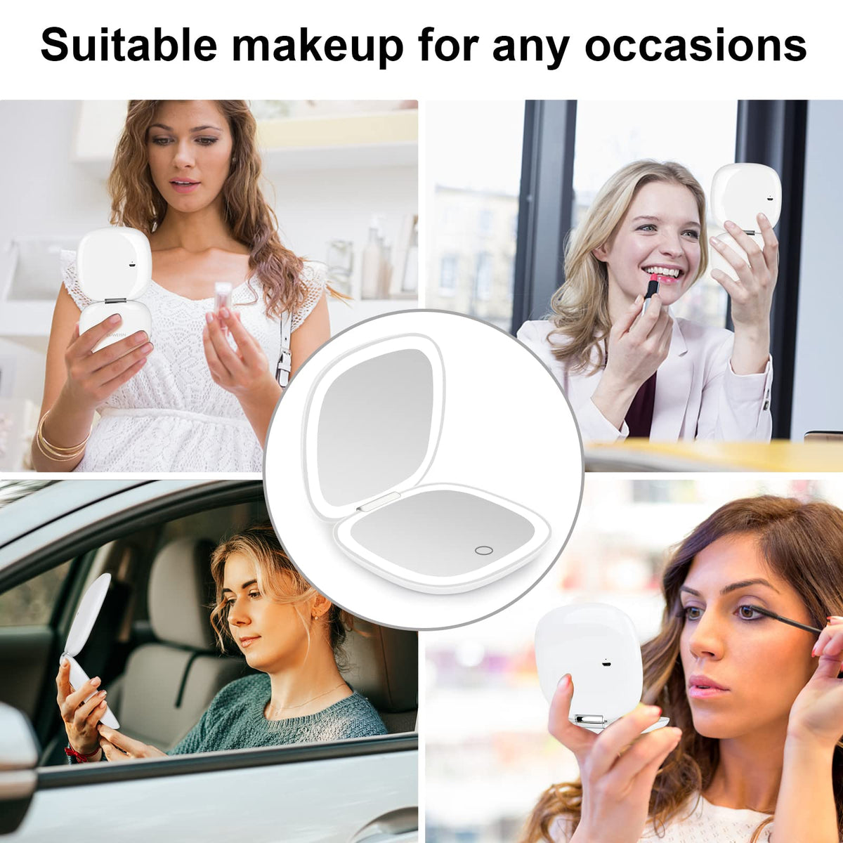Compact Mirror Lighted Travel Makeup Mirror with 1X 10X - deweisn Official Imagery - 8