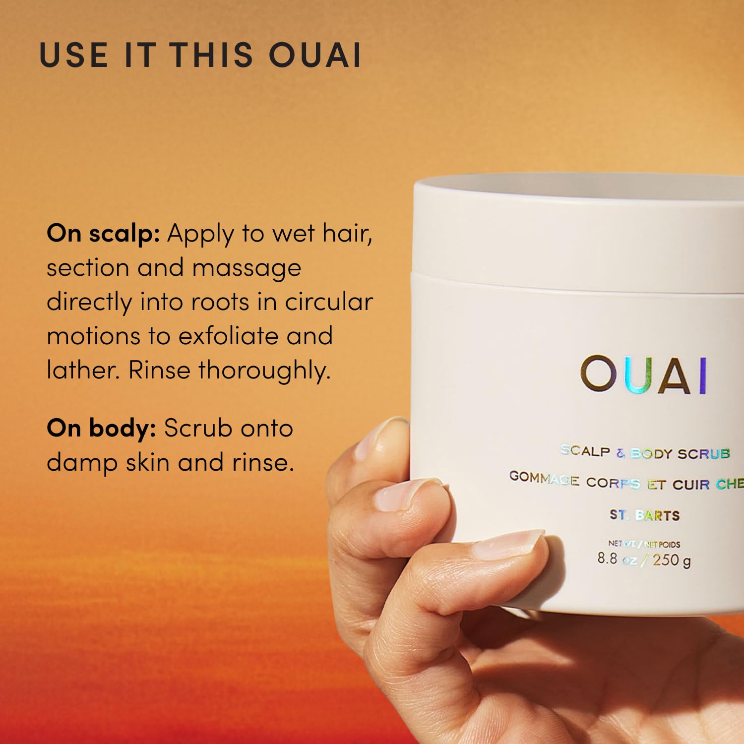 OUAI Scalp & Body Scrub, St. Barts - Exfoliating Body Scrub with Sugar & Co - OUAI Official Product View 8