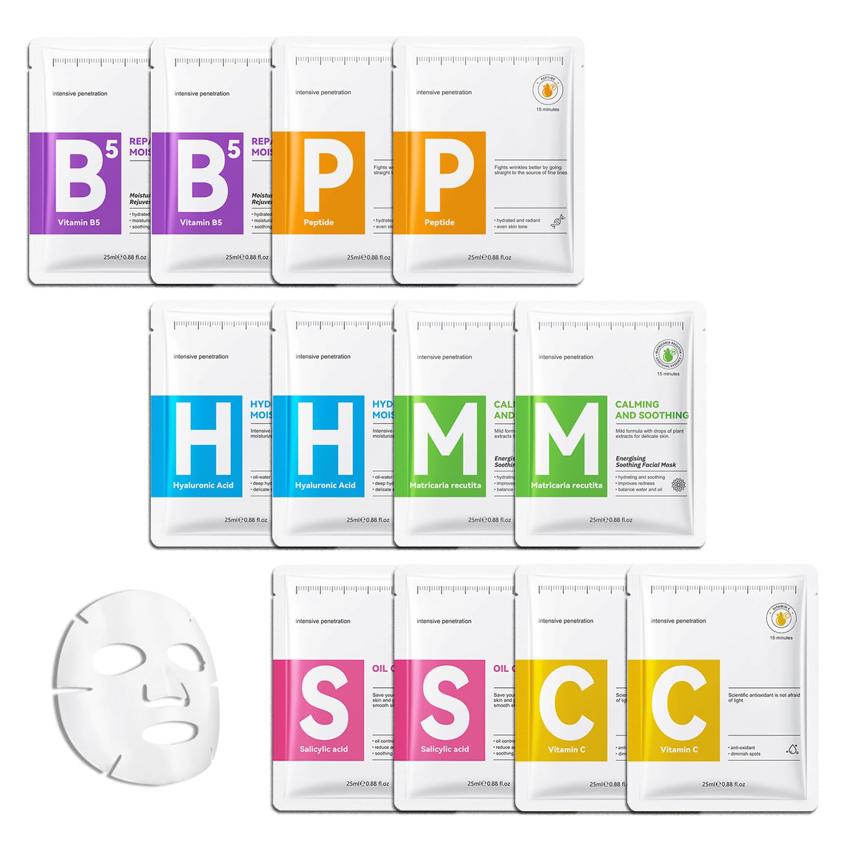 10PCS Hydrating Facial Sheet Mask,Moisturizing Face Masks - JunKuJK