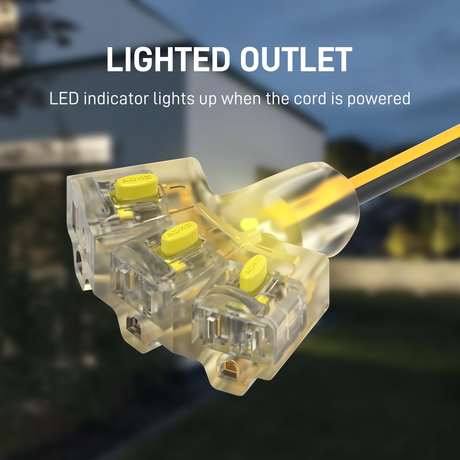 PRIMOWIRE 100ft 12/3 Heavy Duty 3-Outlet LED Locking Plug Outdoor - PRIMOWIRE Official Product View 3