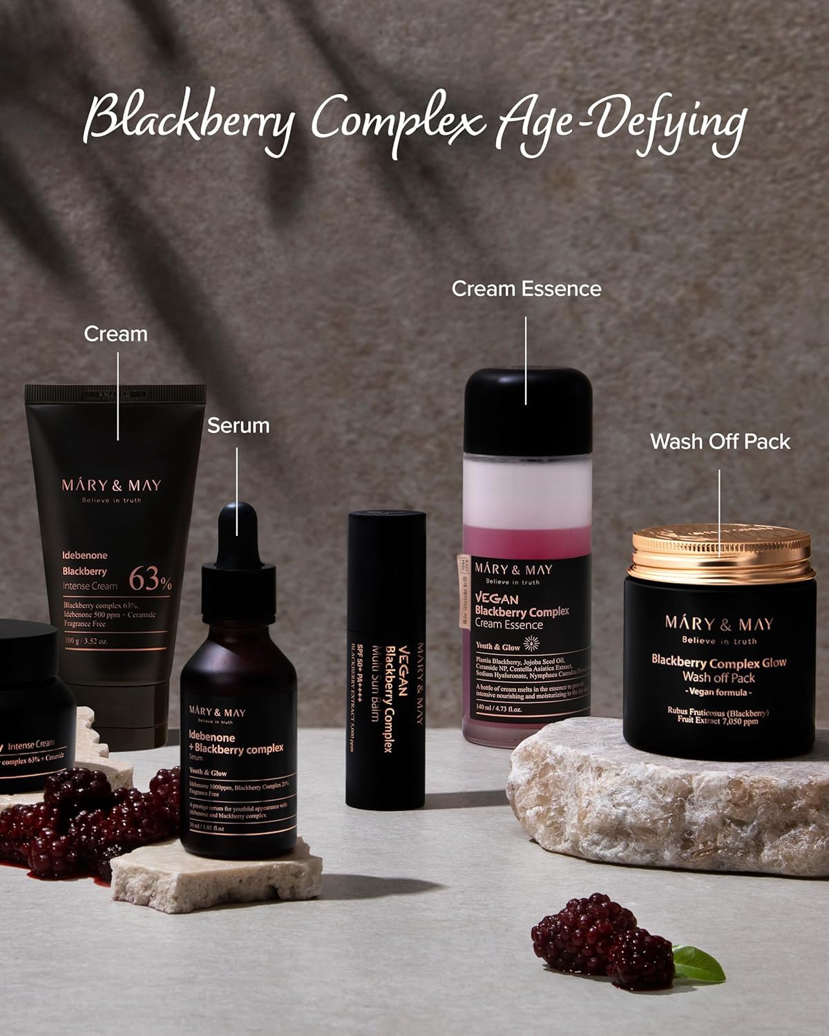 Mary May Idebenone Blackberry Essence Mask Bamboo Charcoal - Mary&May Official Imagery - 5