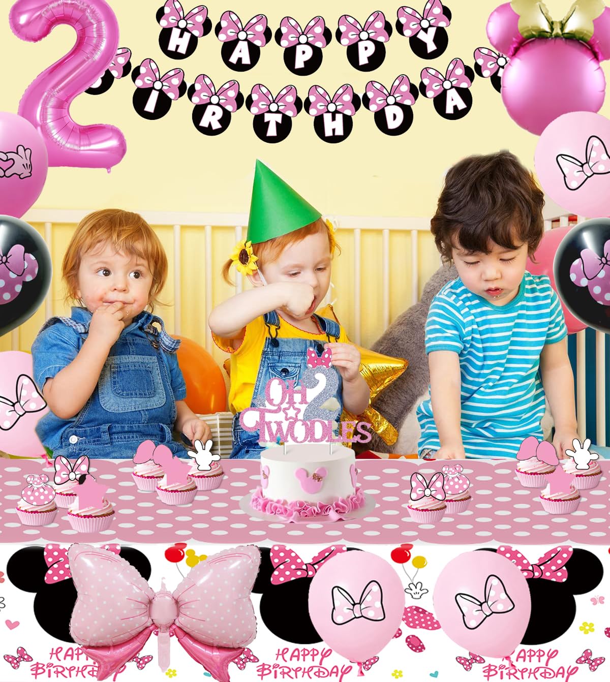 Pink Mouse 2nd Party Supplies Twodles Girl Birthday - Nyhpar Official Imagery - 8