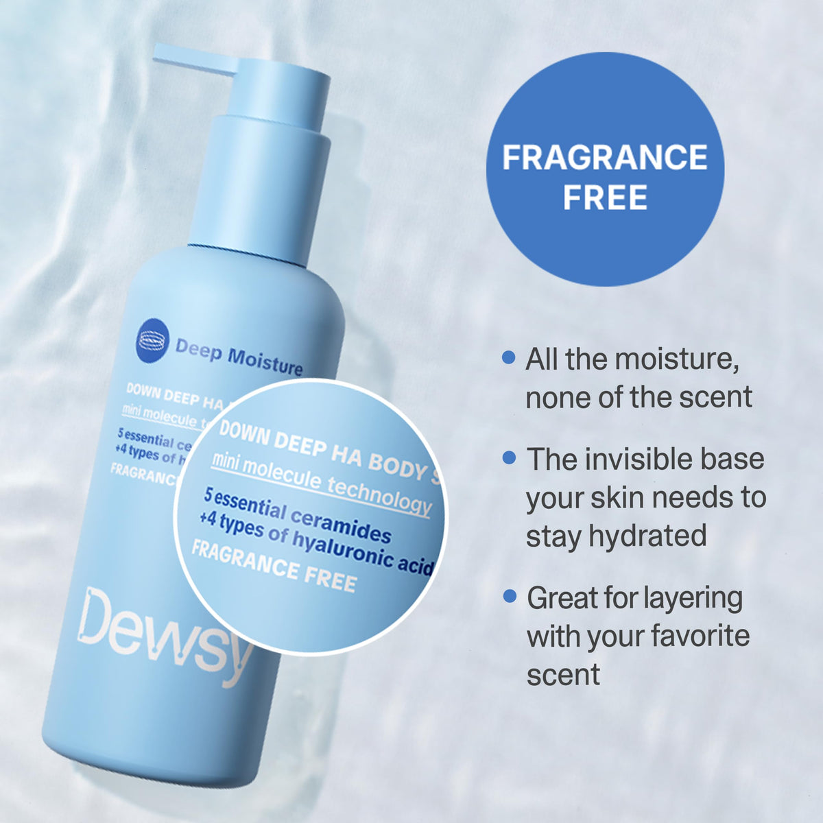 Hyaluronic Acid Body Serum Fragrance Free Unscented Dry Skin - Dewsy Official Imagery - 7