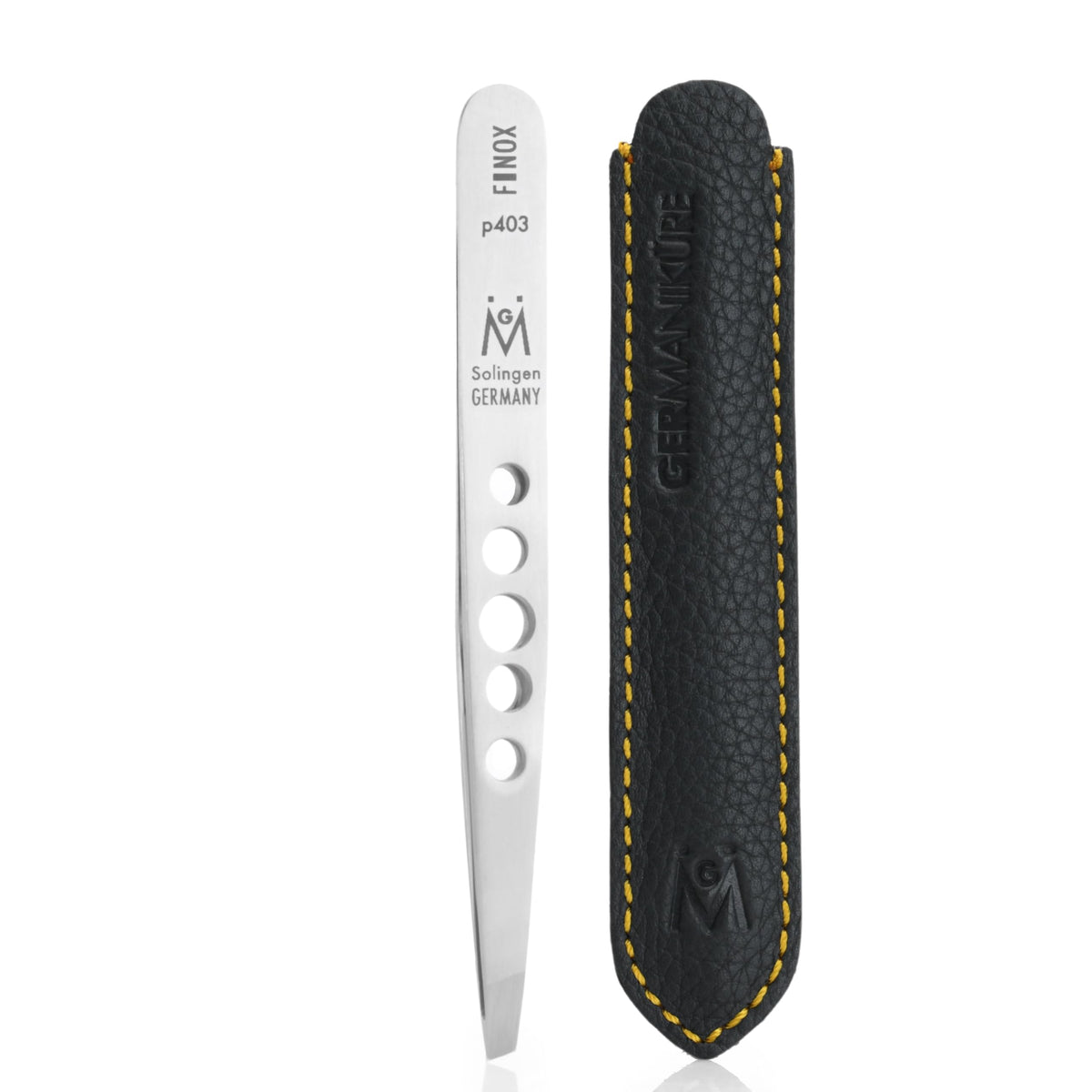 GERMANIKURE Perforated Slanted Tweezers FINOX German Steel - GERmanikure Official Imagery - 1