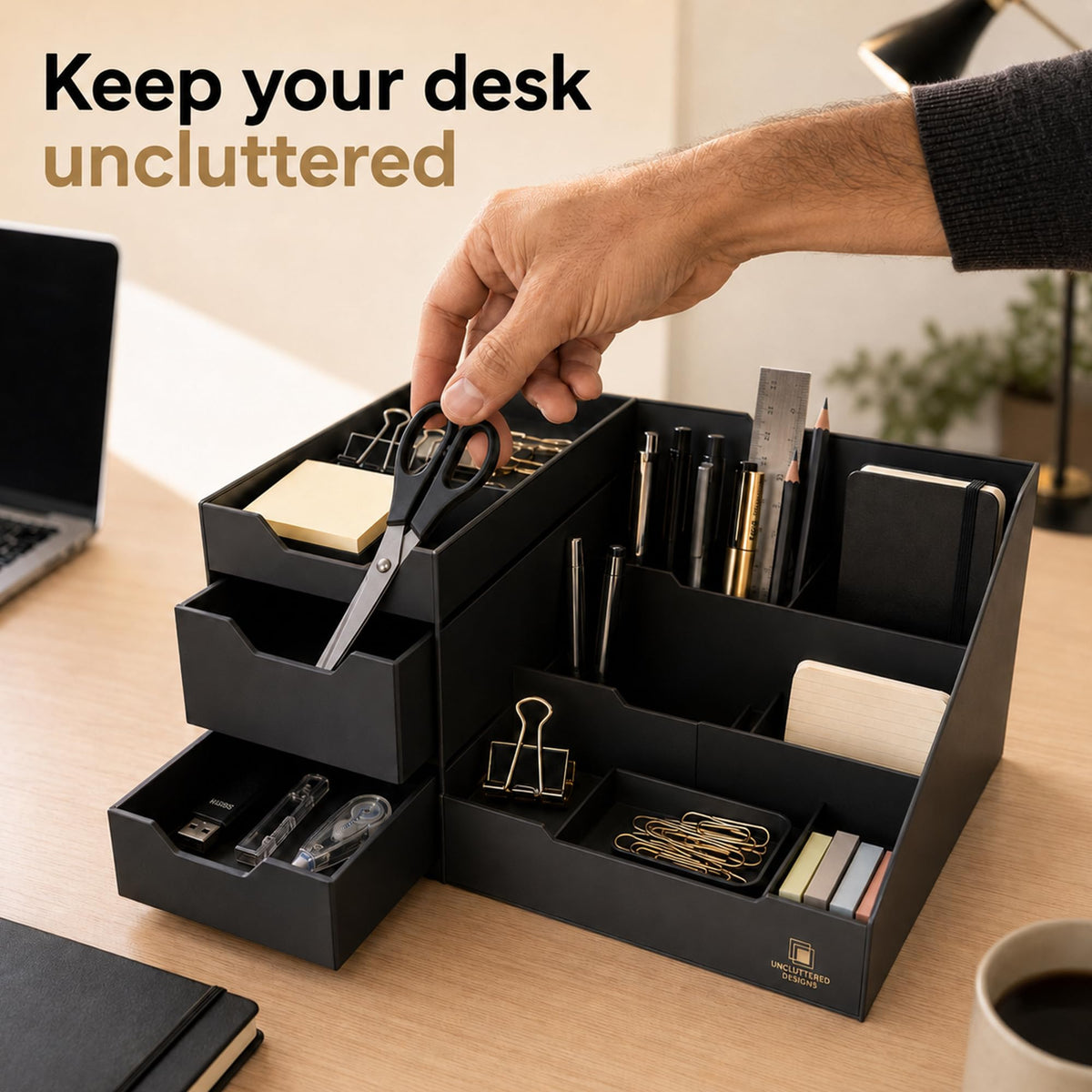 Mens Cologne Organizer for Dresser Black Countertop - Uncluttered Designs Official Imagery - 8