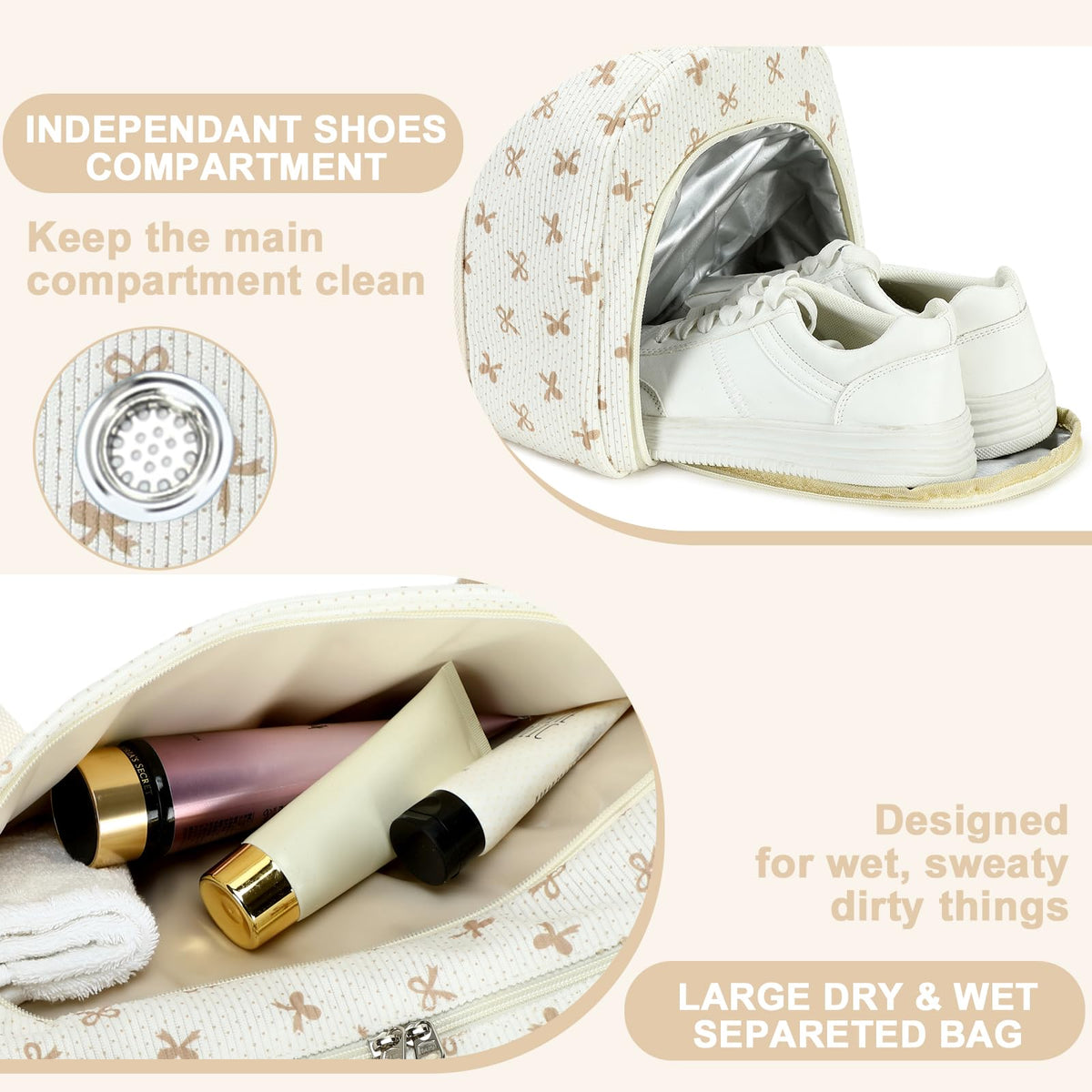 Dance Bag Gym Bag for Girls Kids Duffle Bag with Shoe Wet - LEDAOU Official Imagery - 7
