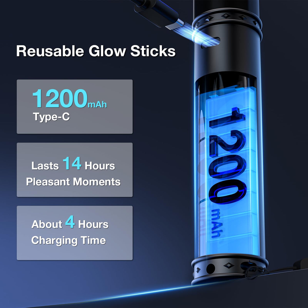 Reusable LED Glow Sticks Rechargeable 15Color Light Sticks - Bsgifts Official Imagery - 4