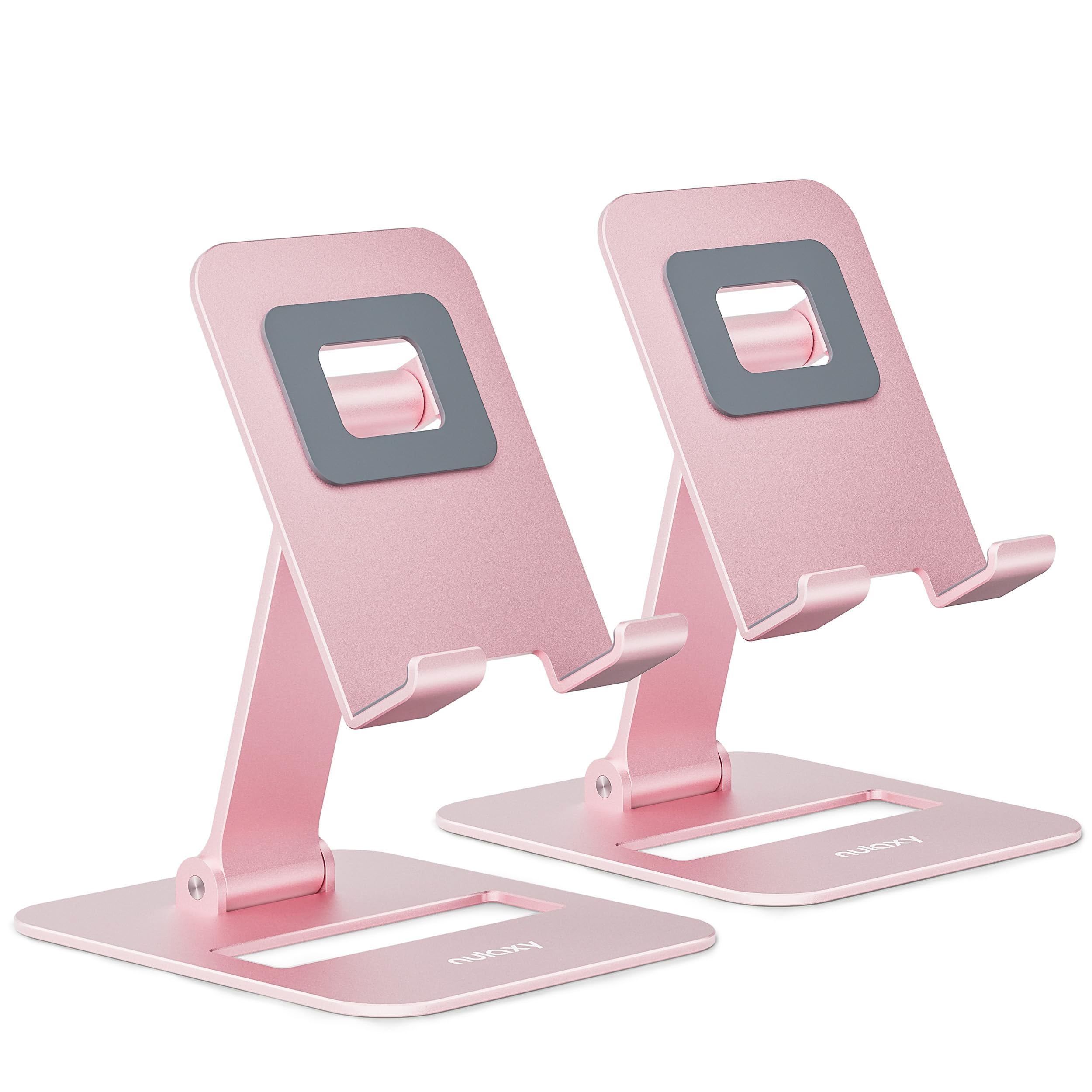 Nulaxy 2 Pack Aluminum Dual Folding Cell Phone Stand for Desk Bla - Nulaxy Official Product View 10
