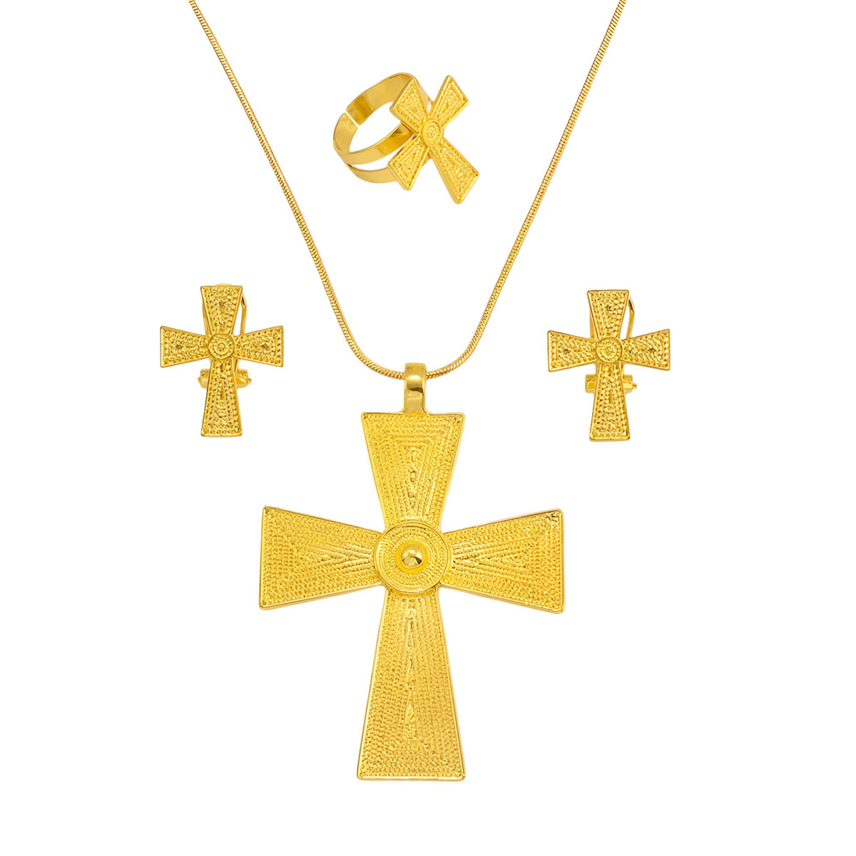 14K Filled Gold Eritrean Jewelry Set For Women 925 Sterling - Premium Selection Official Imagery - 1