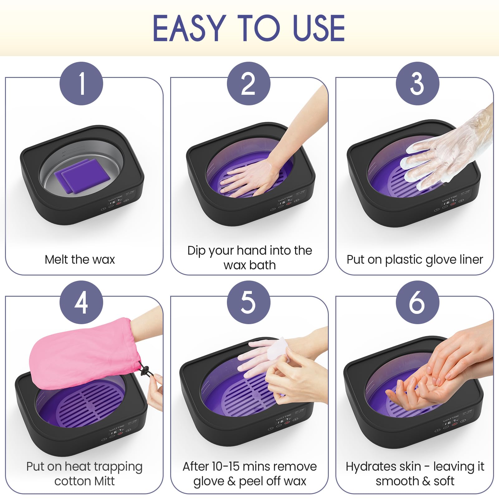 Wattne Paraffin Wax Machine for Hands and Feet, 3500ml Paraffin Wax Warmer with Timer & Keep Warm, Paraffin Wax Bath Moisturizing Kit for Arthritis, Dry Skin Care, Home Spa-Black