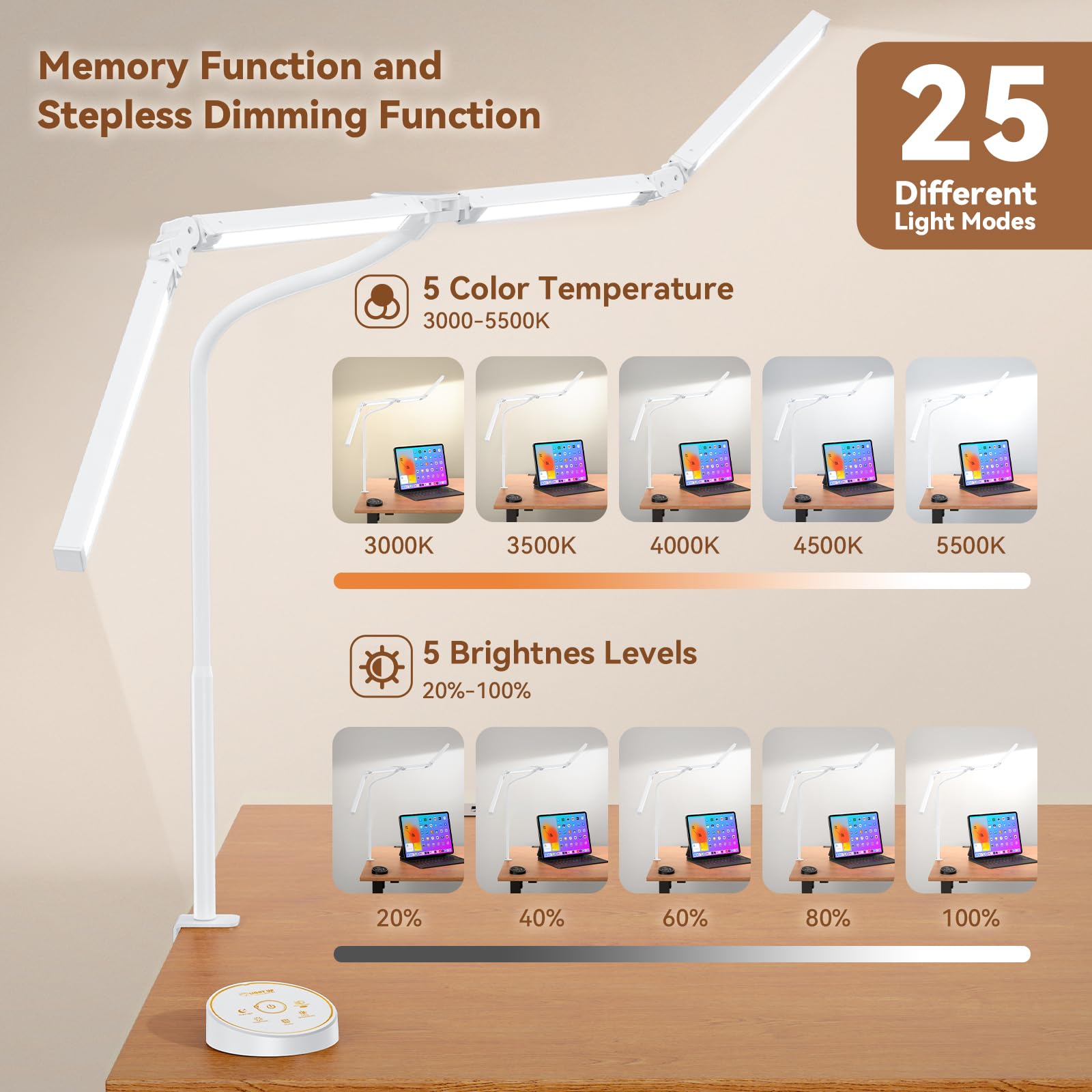 Pzloz Led Desk Lamp with Clamp: Architect Desk Lamp for Home Office, Eye Caring - Pzloz Official Product View 6