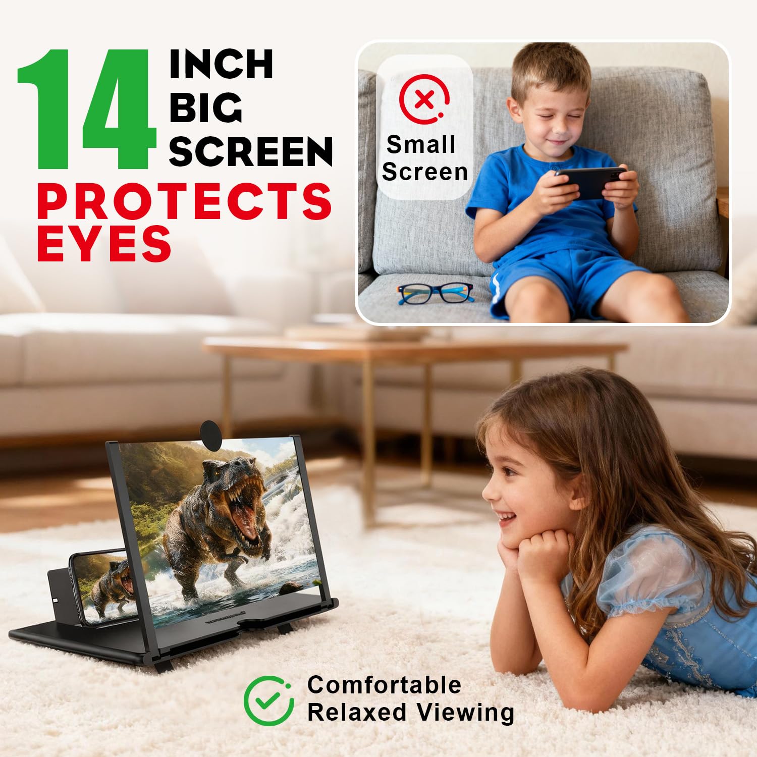 Deer Lady 14 Inch Smartphone Screen Magnifier 3D HD Foldable Amplifier - View 3