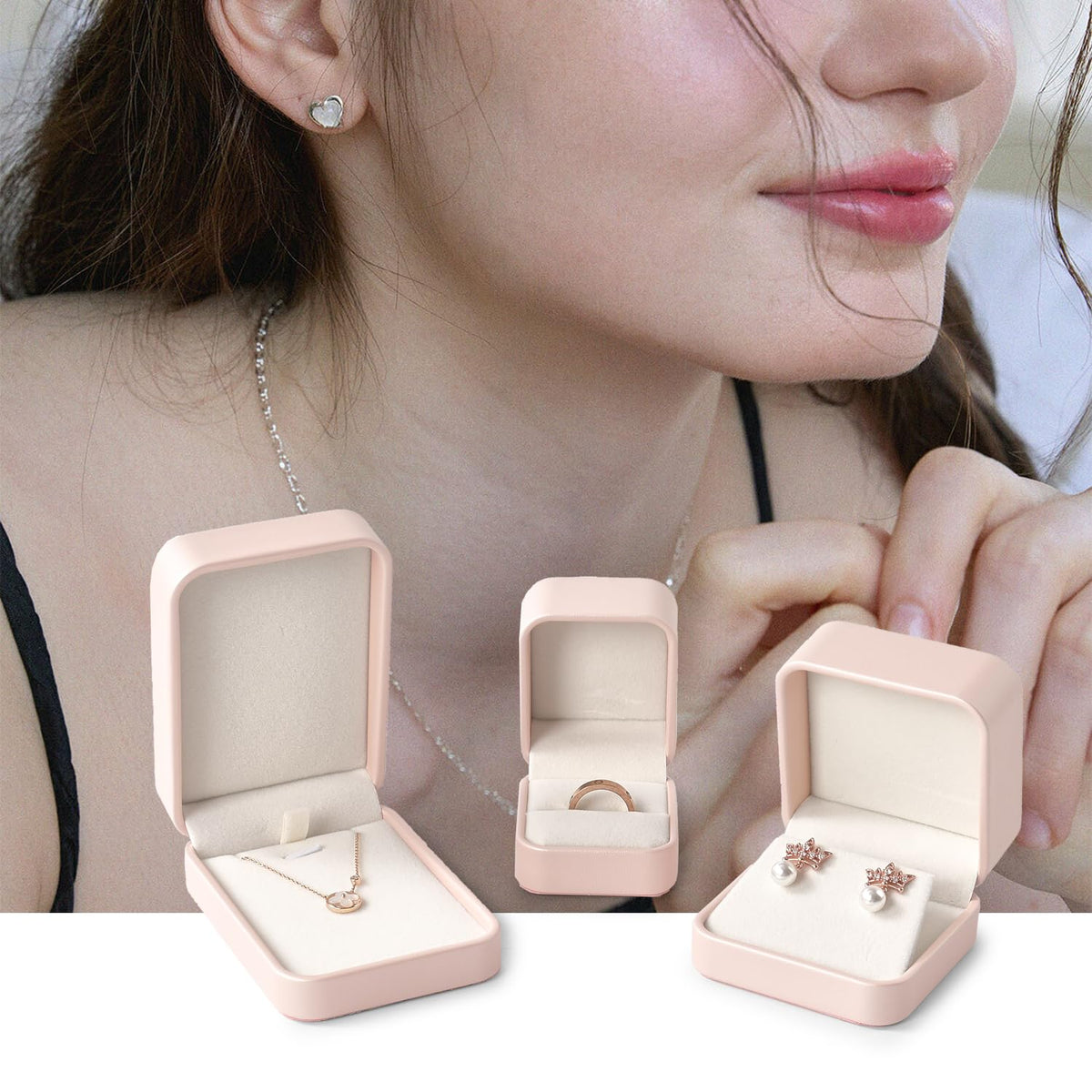 Oirlv Leather Jewelry Set Box Big Necklace Ring Storage Case - Oirlv Official Imagery - 5