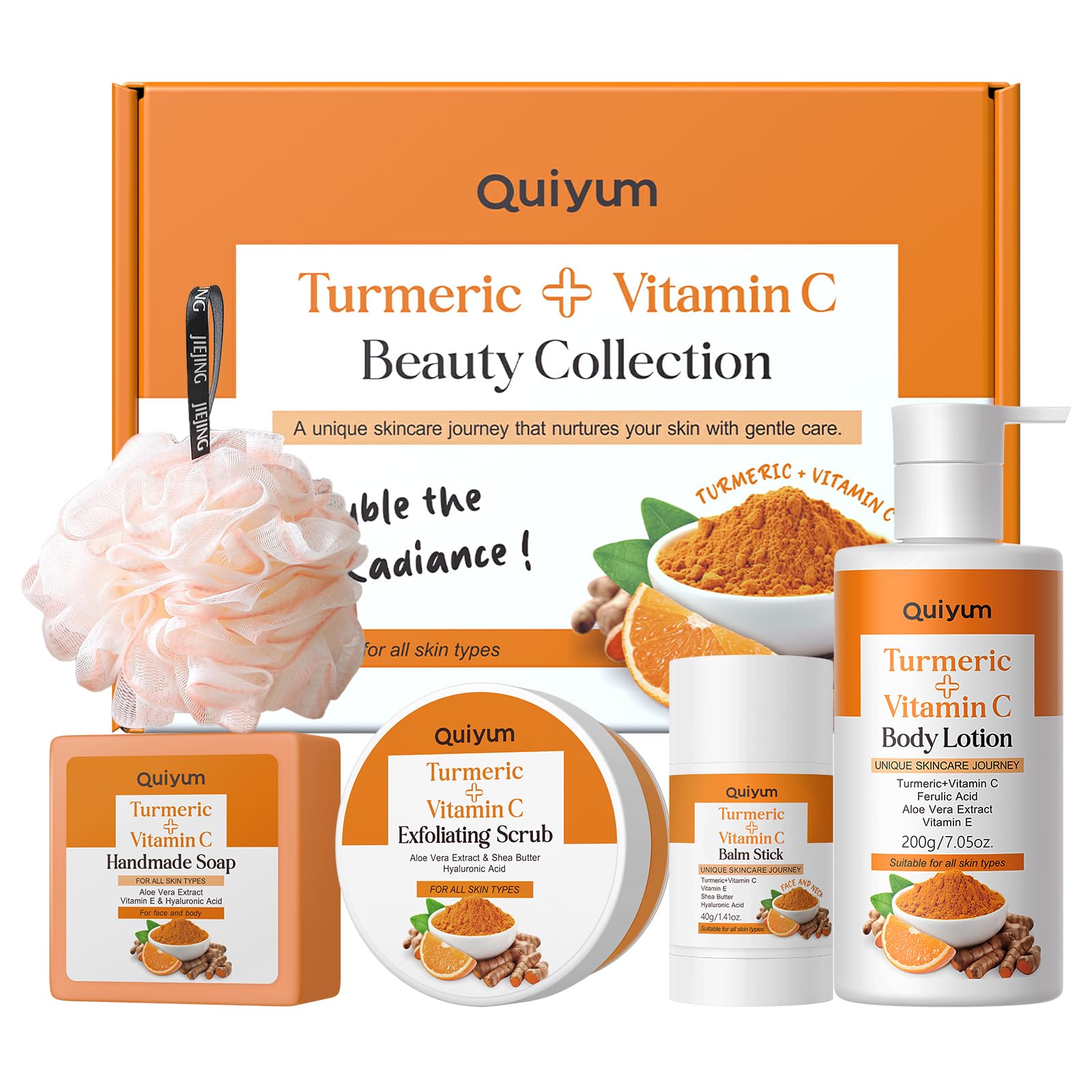 Turmeric Vitamin C Skin Care Set, 5PCS Beauty Routine for Women - QUIYUM